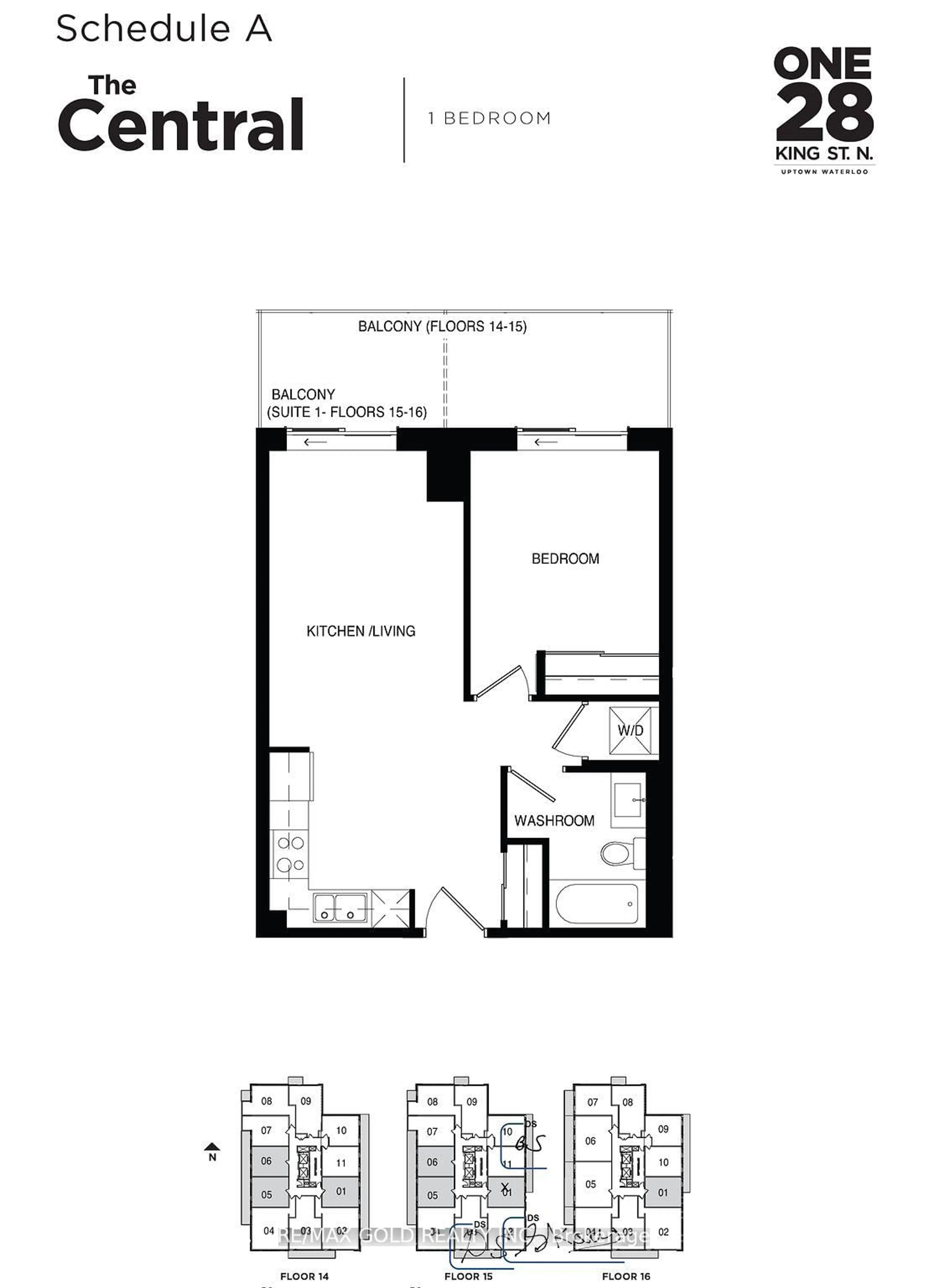 Floor plan for 128 King St #1501, Waterloo Ontario N2J 0E9