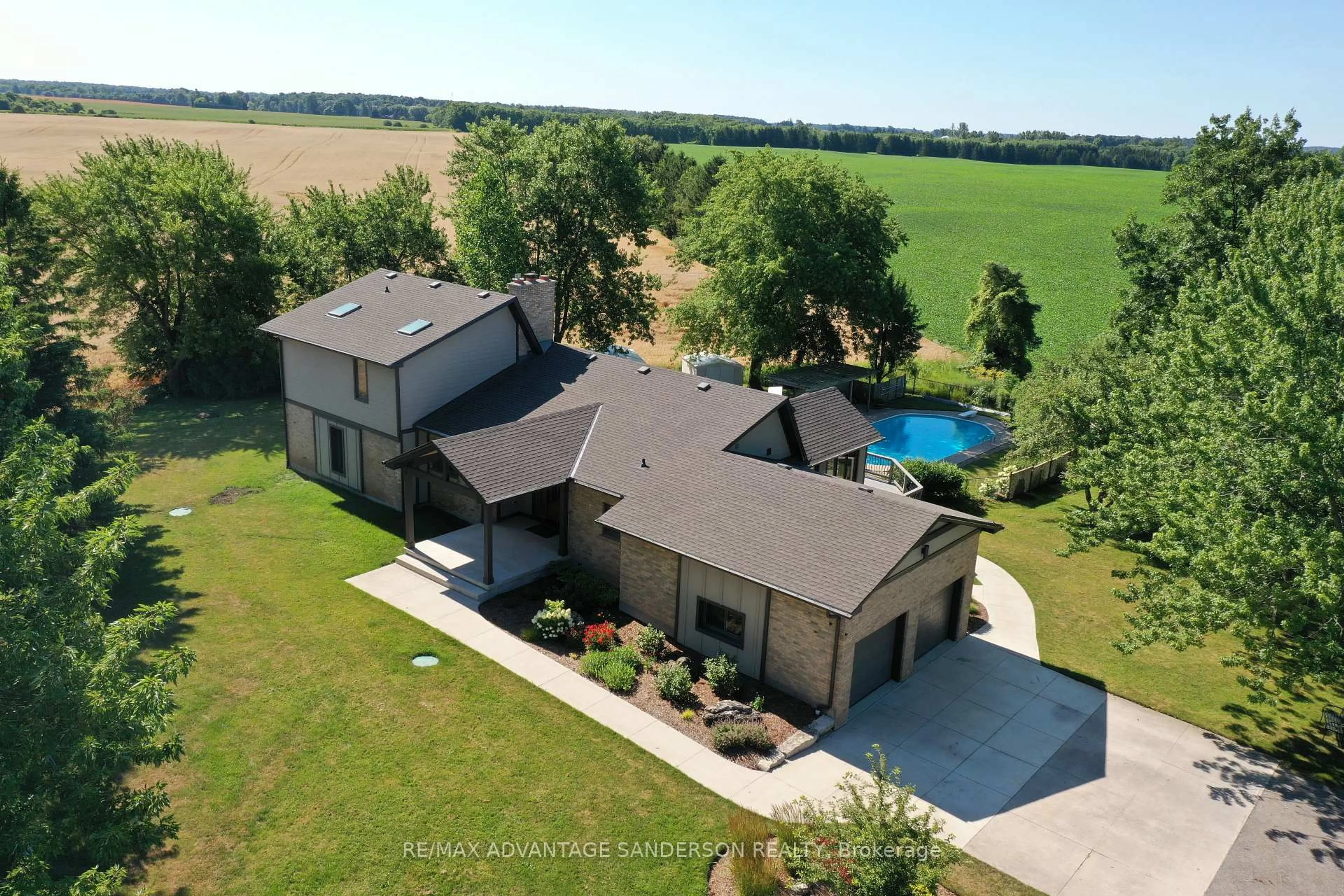 A pic from outside/outdoor area/front of a property/back of a property/a pic from drone, water/lake/river/ocean view for 11021 Hedley Dr, Middlesex Centre Ontario N0M 2A0