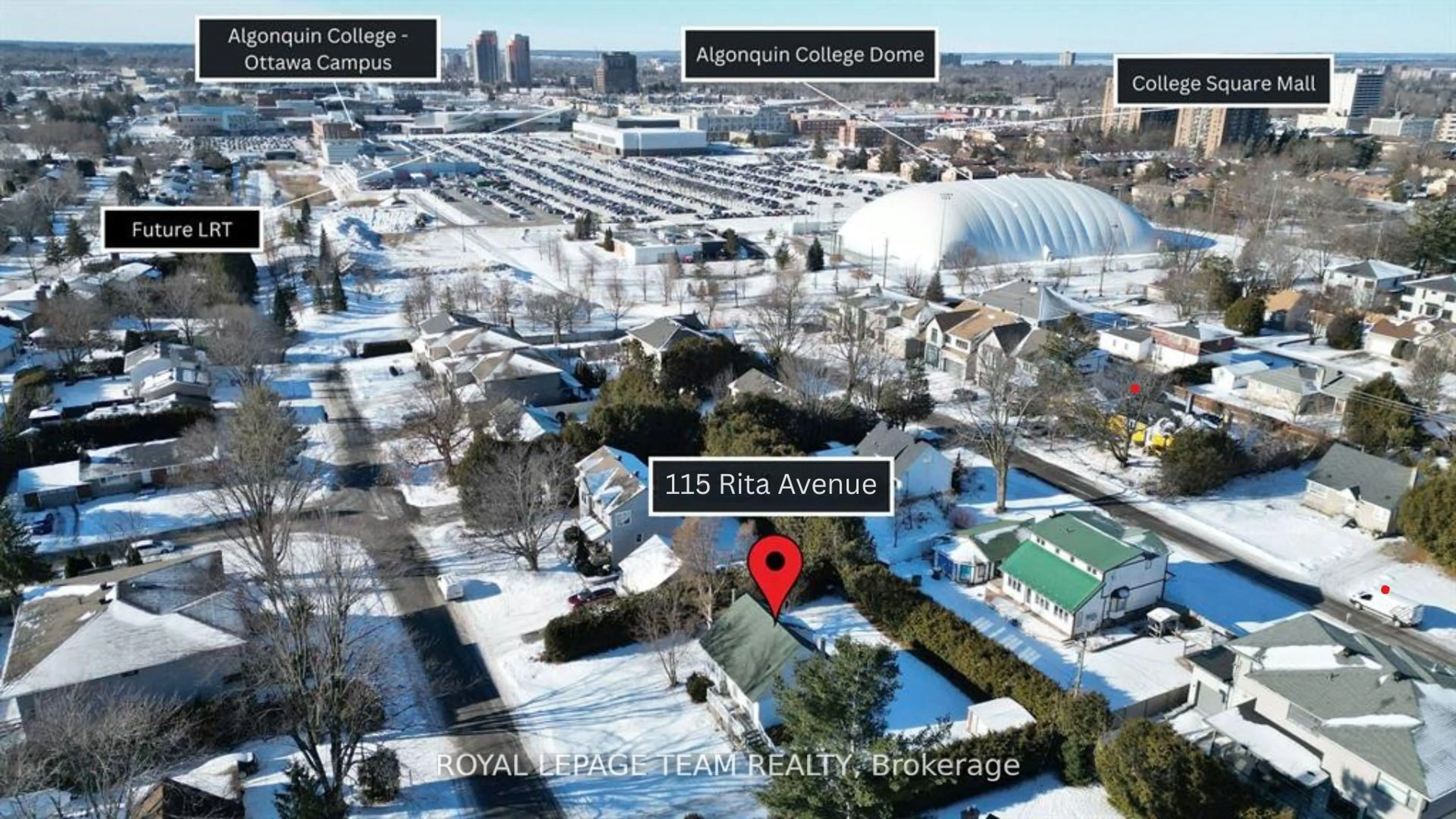 A pic from outside/outdoor area/front of a property/back of a property/a pic from drone, city buildings view from balcony for 115 Rita Ave, Ottawa Ontario K2G 2H2