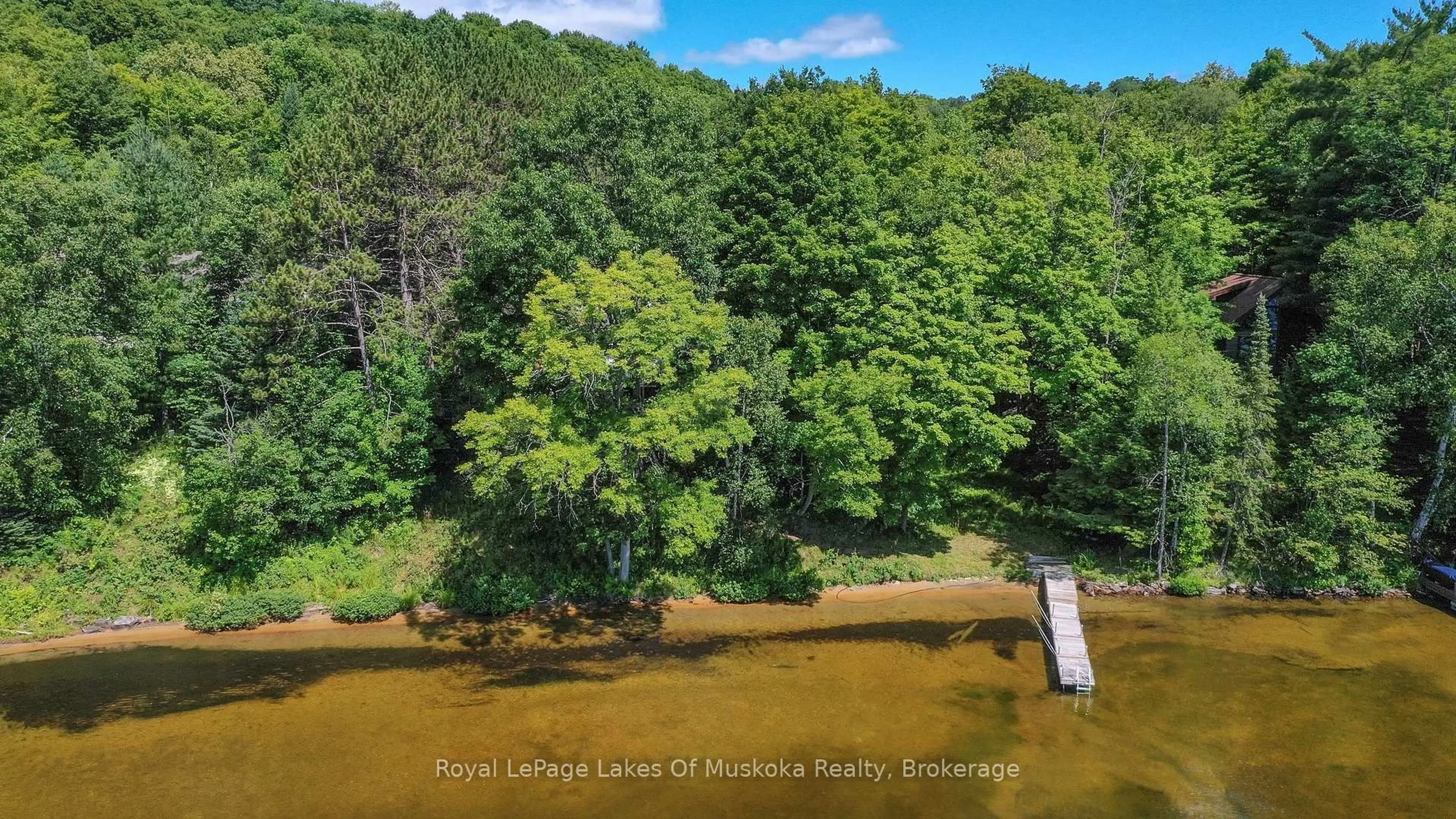 A pic from outside/outdoor area/front of a property/back of a property/a pic from drone, water/lake/river/ocean view for 1085 Ronville Rd, Lake of Bays Ontario P0A 1H0
