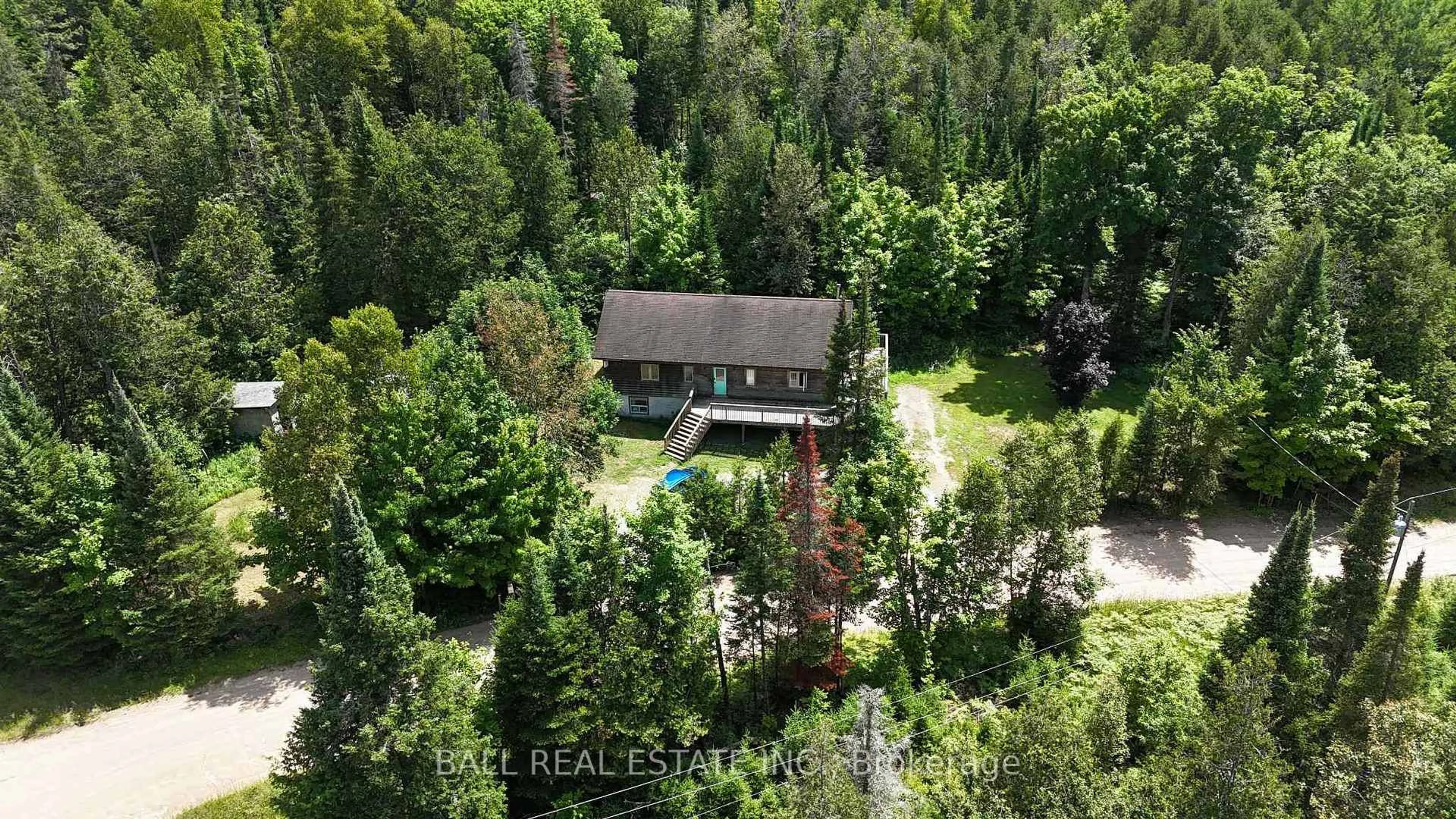 A pic from outside/outdoor area/front of a property/back of a property/a pic from drone, forest/trees view for 3 Graf Rd, Bancroft Ontario K0L 2L0