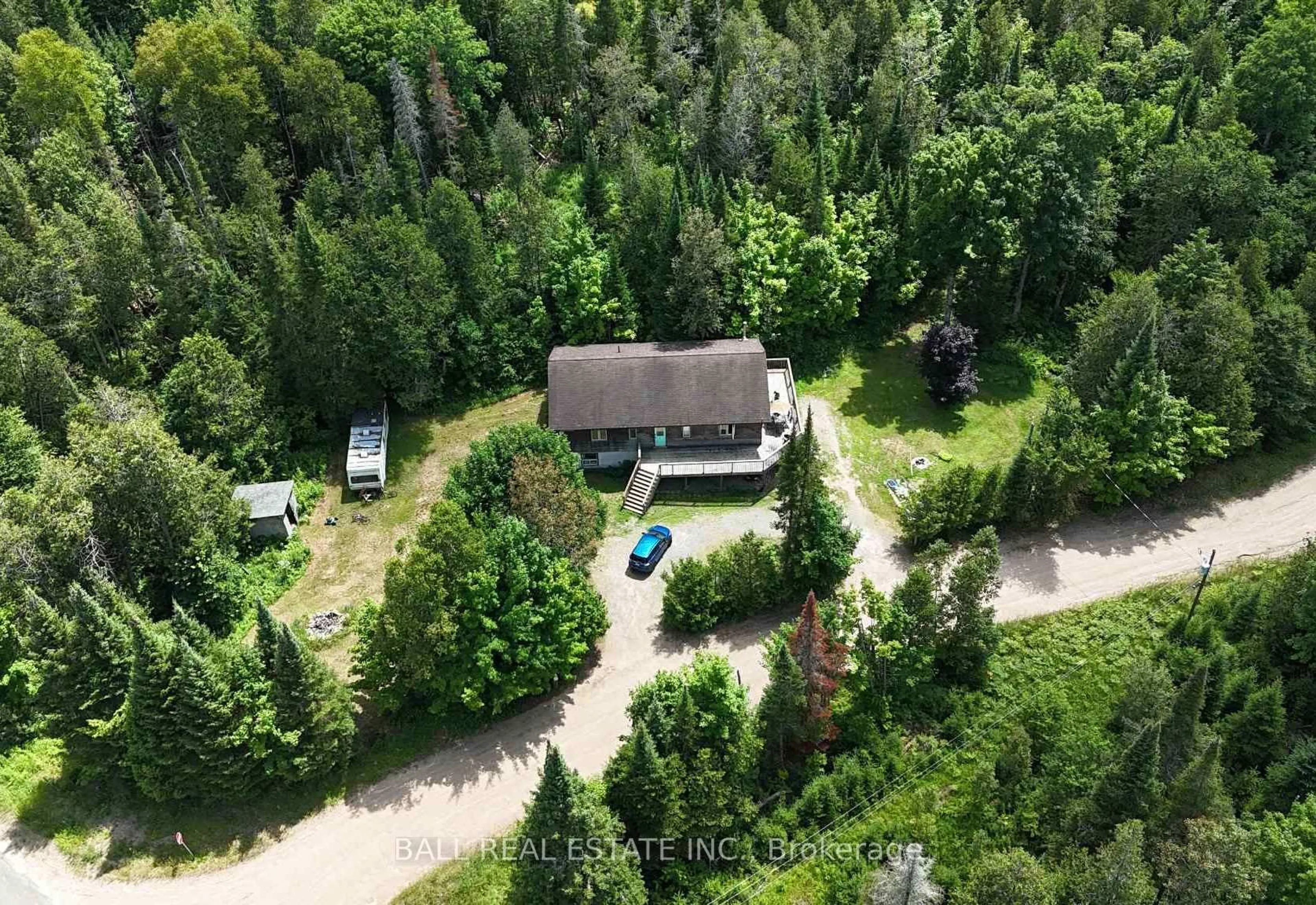 A pic from outside/outdoor area/front of a property/back of a property/a pic from drone, forest/trees view for 3 Graf Rd, Bancroft Ontario K0L 2L0
