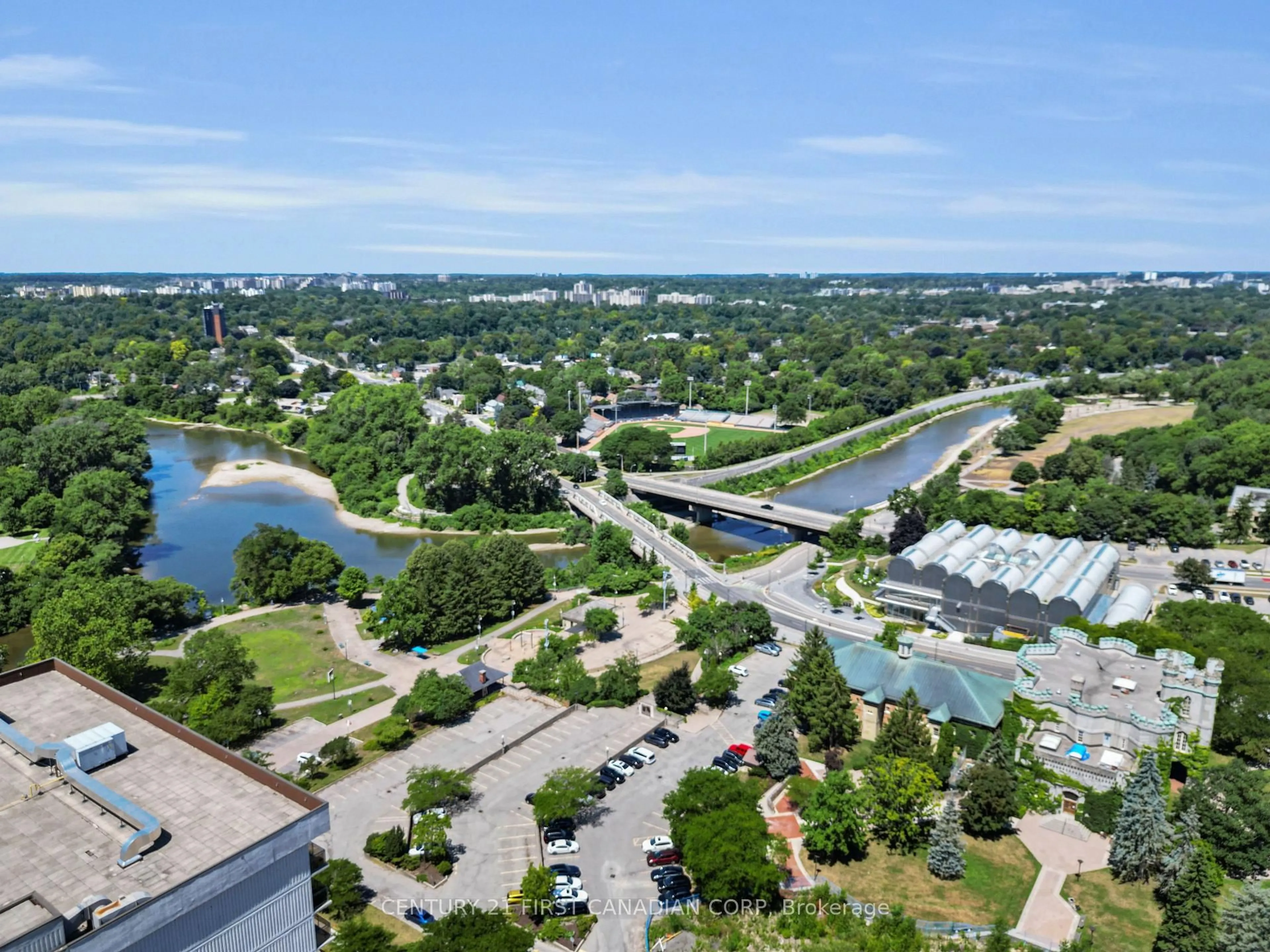 A pic from outside/outdoor area/front of a property/back of a property/a pic from drone, water/lake/river/ocean view for 330 Ridout St #2308, London East Ontario N6A 0A7
