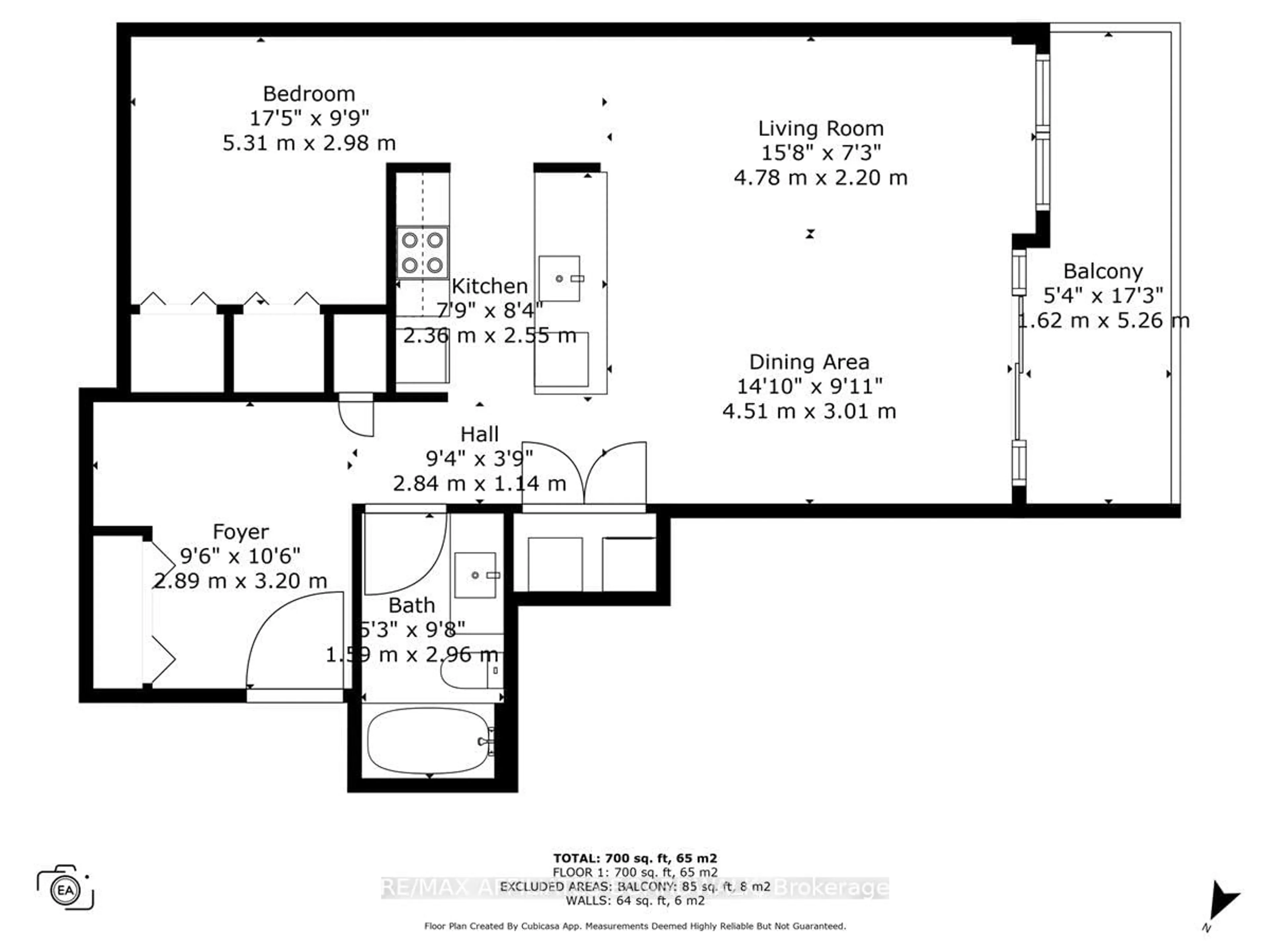 Floor plan for 242 Rideau St #206, Ottawa Ontario K1N 0B7