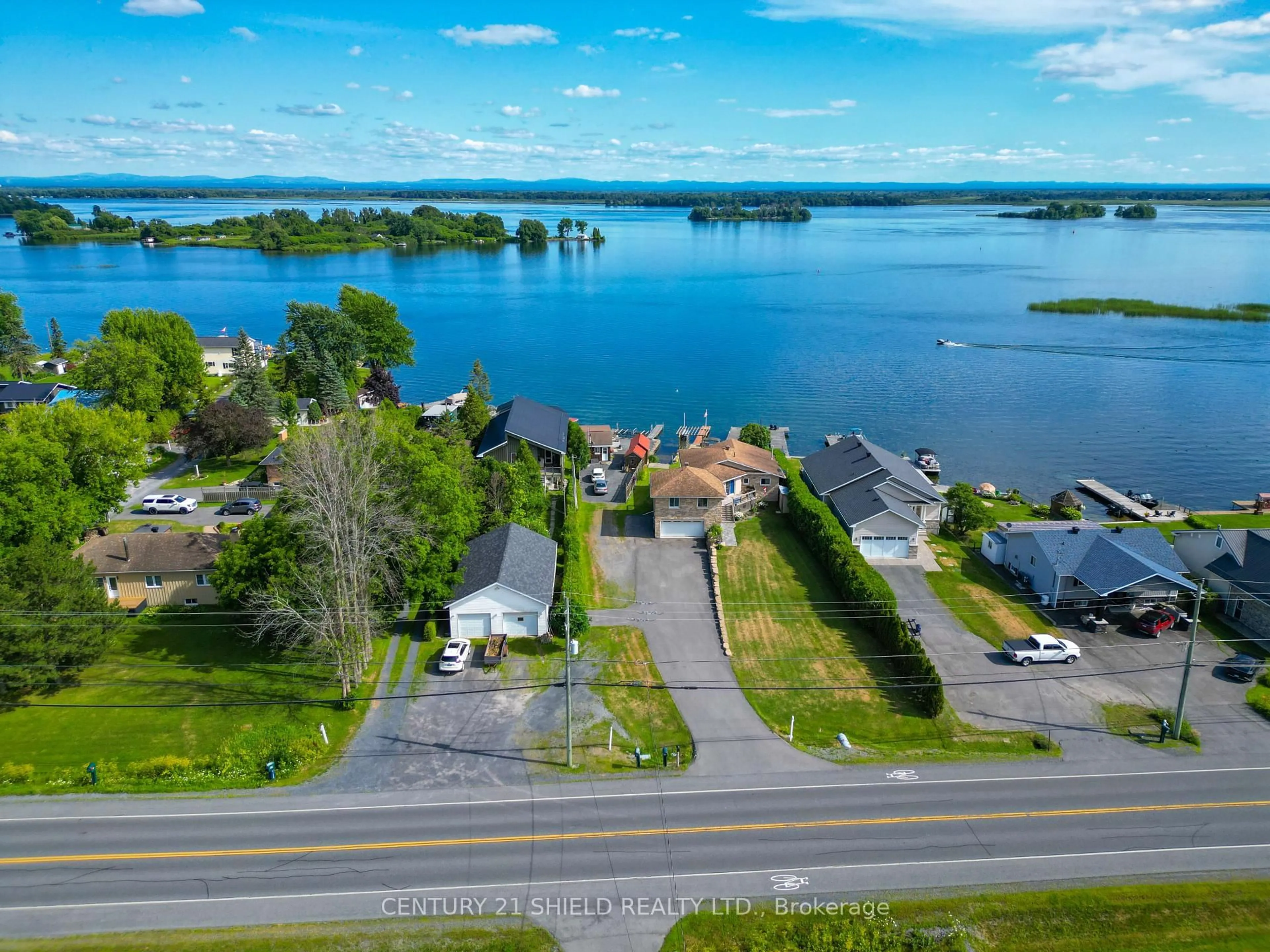 A pic from outside/outdoor area/front of a property/back of a property/a pic from drone, water/lake/river/ocean view for 19018 County Road 2 Rd, South Glengarry Ontario K6H 5R5