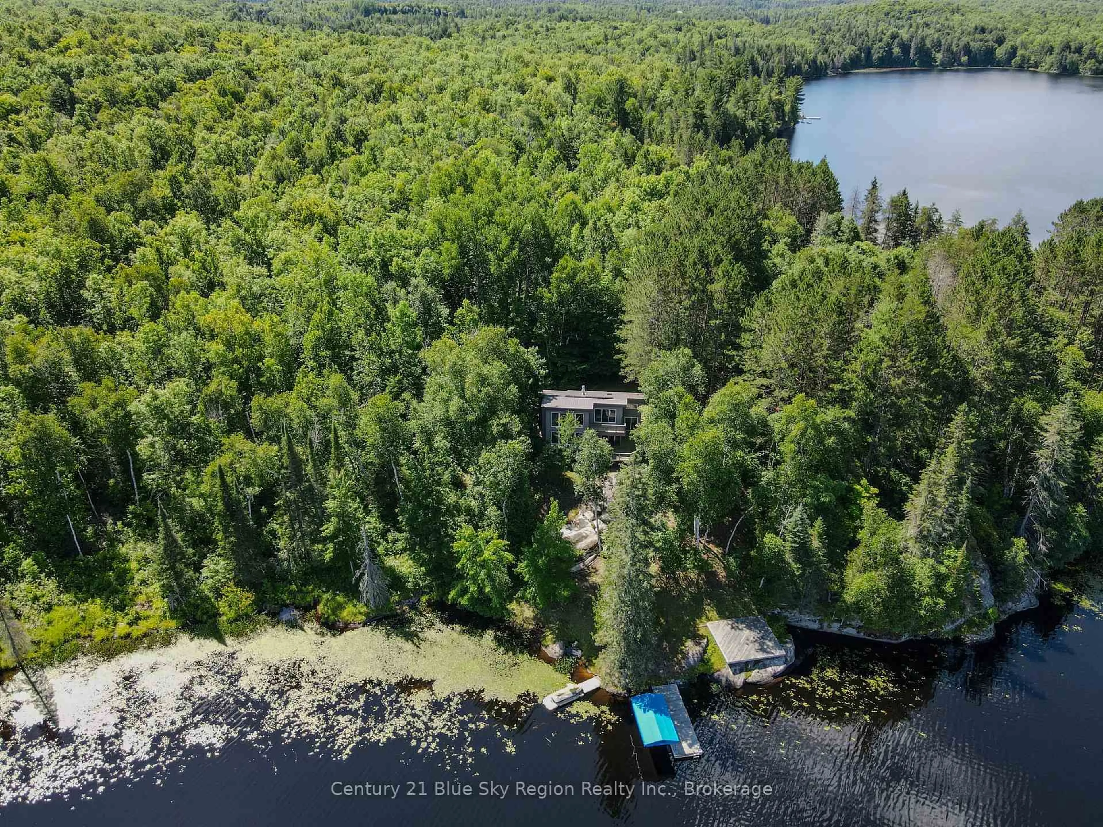 A pic from outside/outdoor area/front of a property/back of a property/a pic from drone, water/lake/river/ocean view for 21 Jack's Lake, Parry Sound Remote Area Ontario P0H 1N0