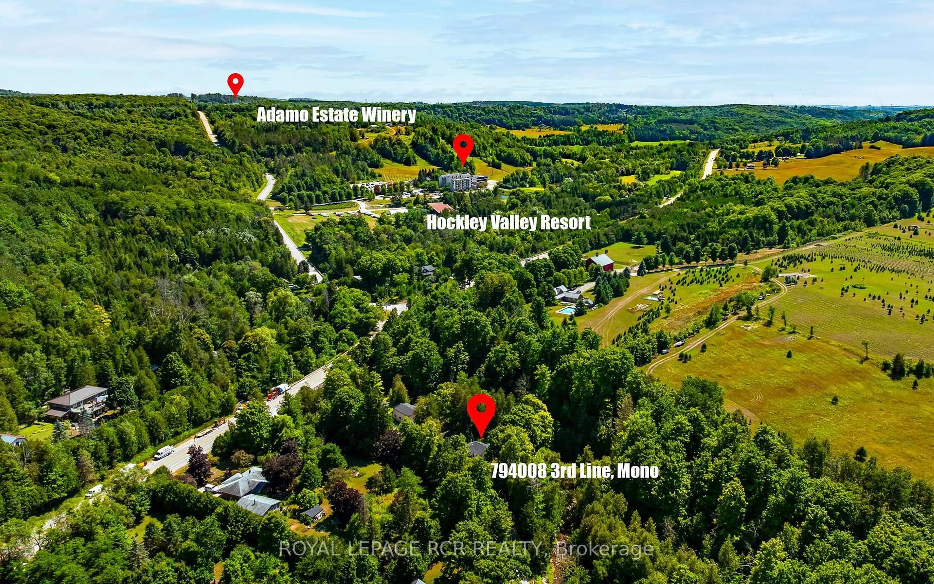 A pic from outside/outdoor area/front of a property/back of a property/a pic from drone, forest/trees view for 794008 3rd Line, Mono Ontario L9W 5Y7