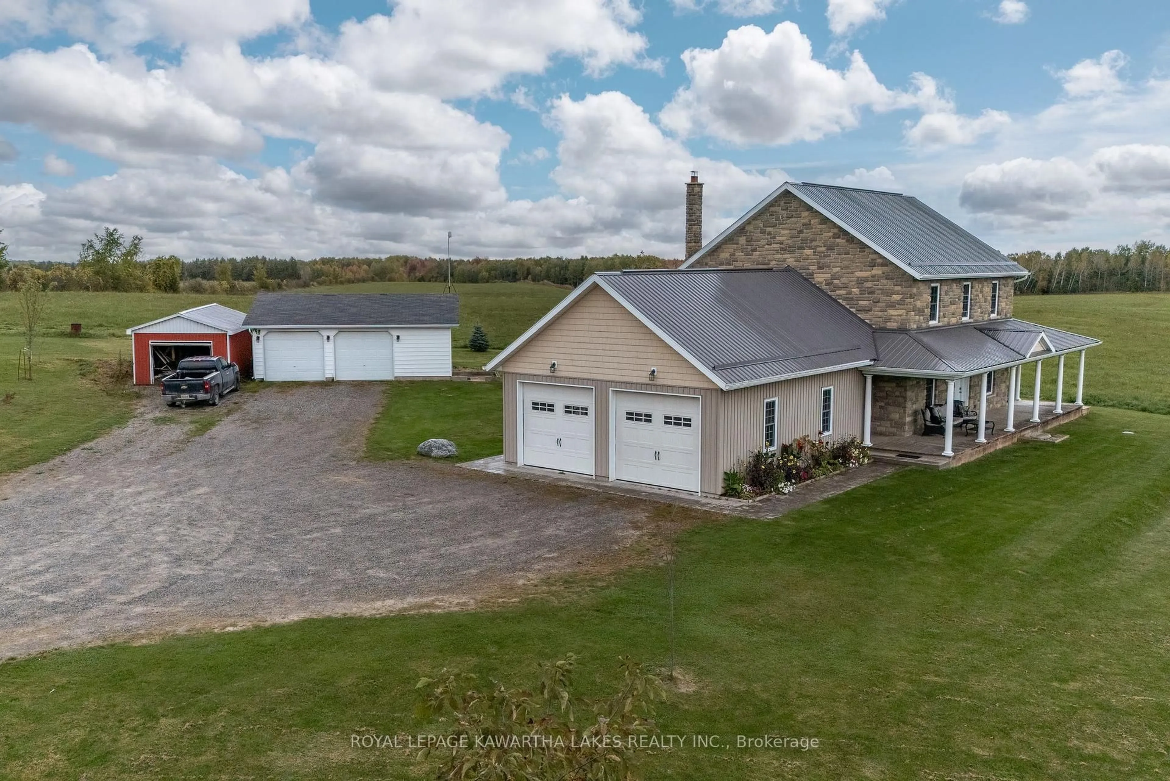 A pic from outside/outdoor area/front of a property/back of a property/a pic from drone, water/lake/river/ocean view for 373 Cheese Factory Rd, Kawartha Lakes Ontario K9V 4R3