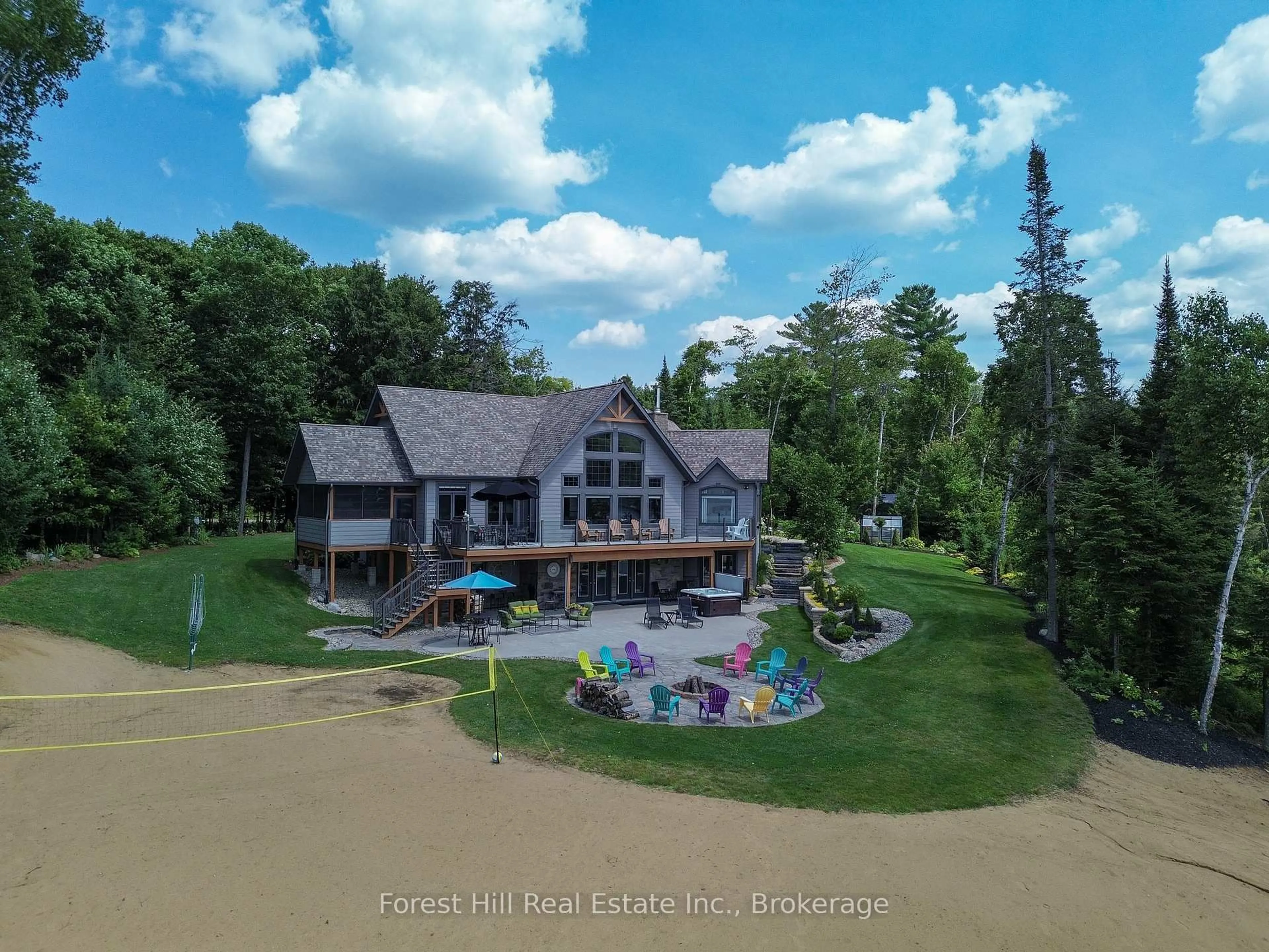 A pic from outside/outdoor area/front of a property/back of a property/a pic from drone, water/lake/river/ocean view for 142 Himbury Lane, Kearney Ontario P0A 1M0