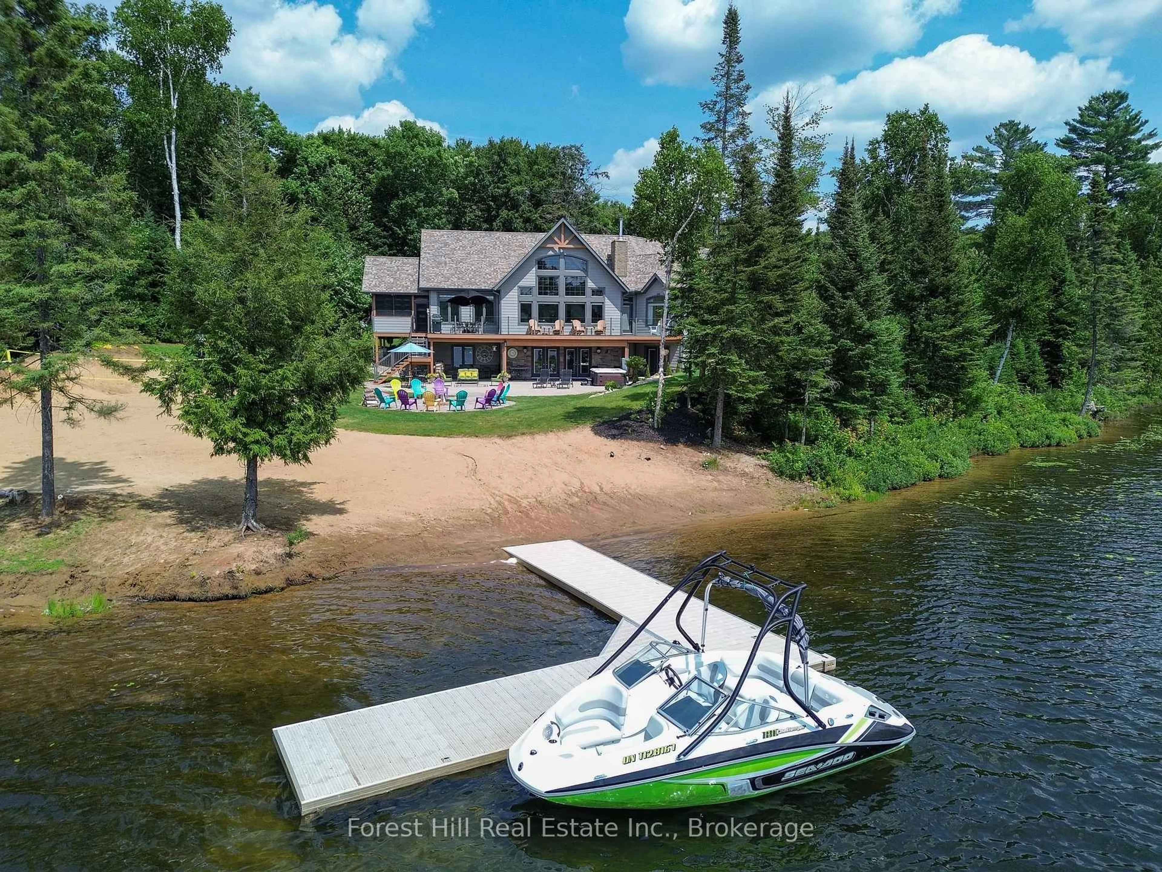A pic from outside/outdoor area/front of a property/back of a property/a pic from drone, water/lake/river/ocean view for 142 Himbury Lane, Kearney Ontario P0A 1M0