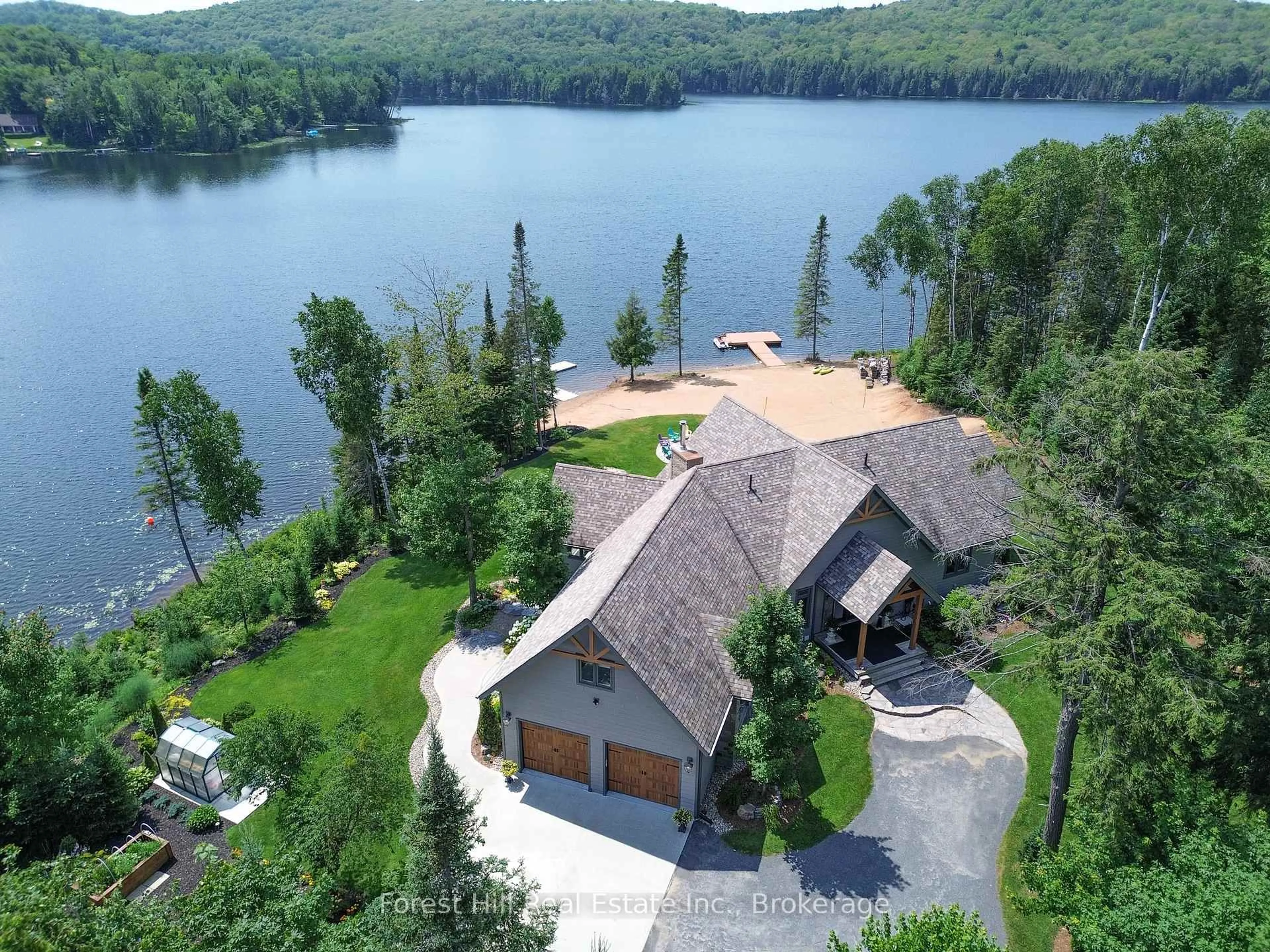 A pic from outside/outdoor area/front of a property/back of a property/a pic from drone, water/lake/river/ocean view for 142 Himbury Lane, Kearney Ontario P0A 1M0