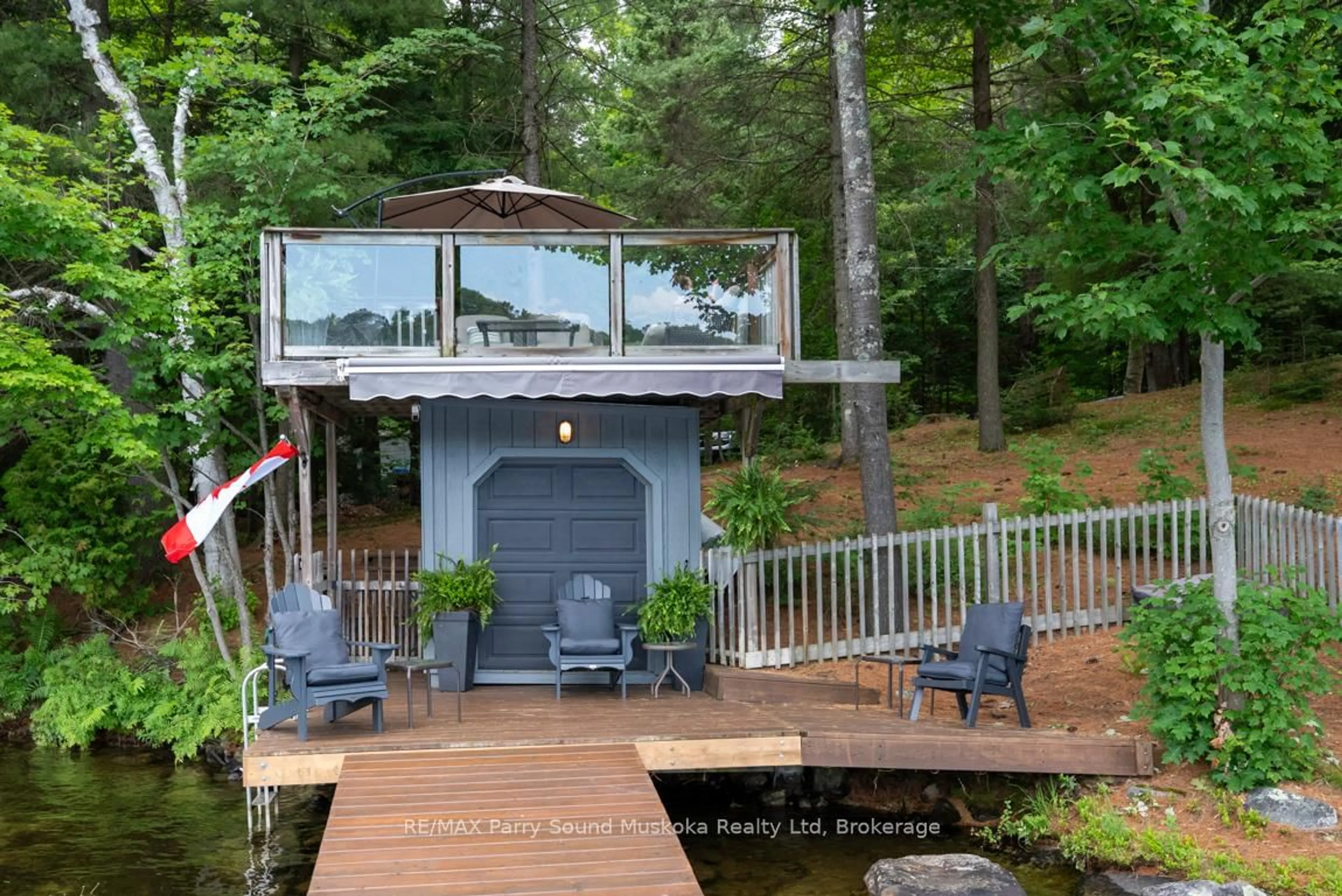 A pic from outside/outdoor area/front of a property/back of a property/a pic from drone, water/lake/river/ocean view for 3 Post Lane, Seguin Ontario P2A 0B2