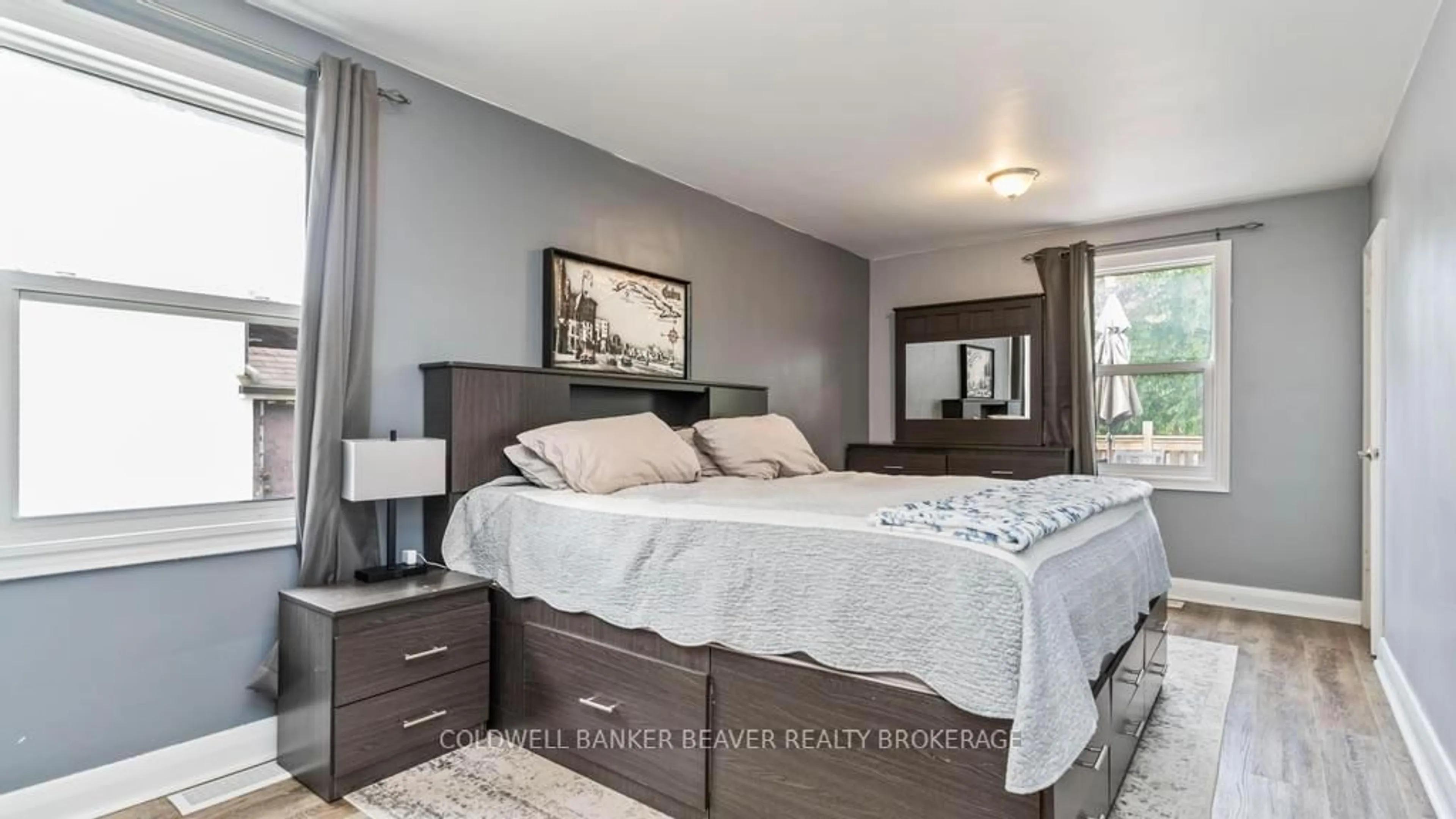 Bedroom with bed, wood/laminate floor for 457 Hale St, London East Ontario N5W 1G6
