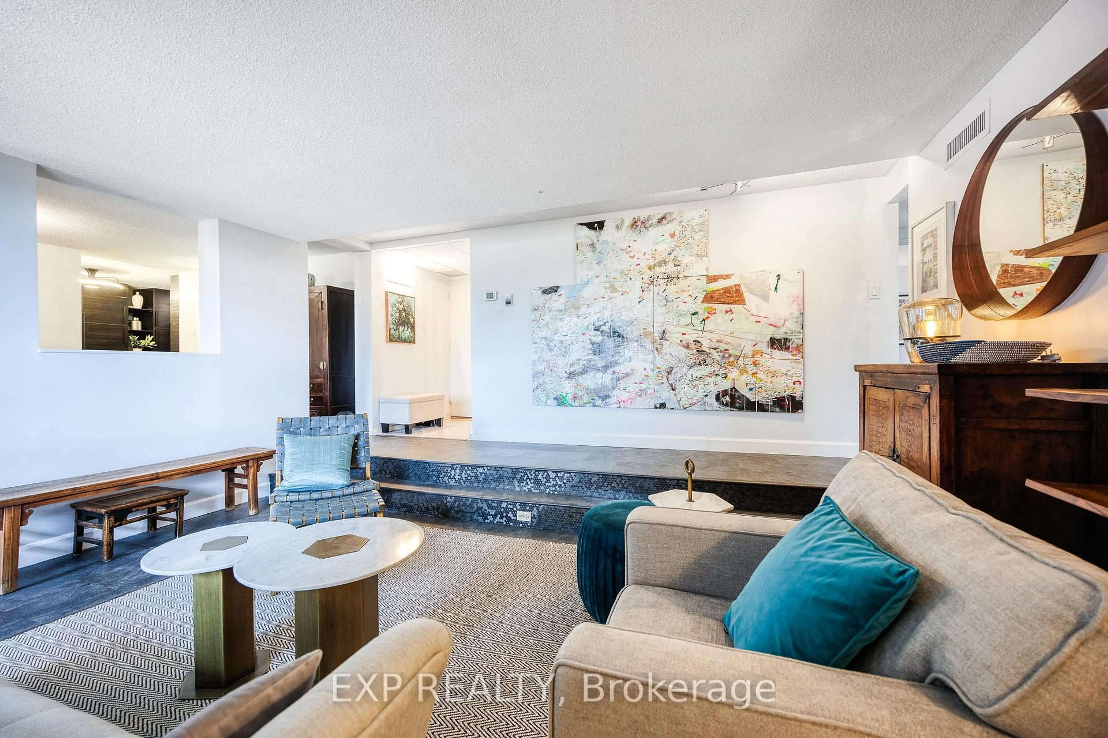 Living room with furniture, ceramic/tile floor for 373 Laurier Ave #1003, Ottawa Ontario K1N 8X6