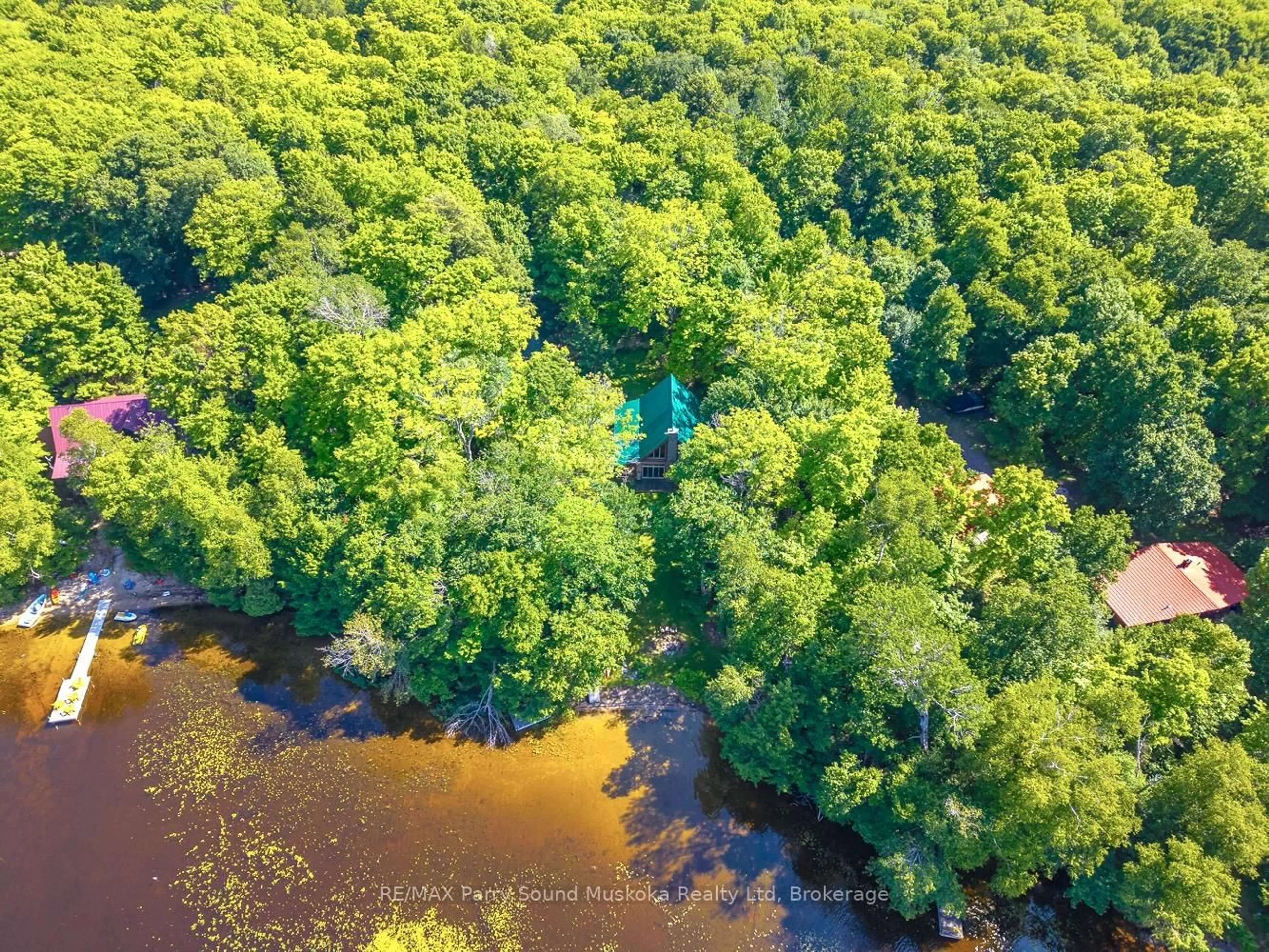 A pic from outside/outdoor area/front of a property/back of a property/a pic from drone, forest/trees view for 53 Clear Lake Rd, Whitestone Ontario P2A 2W8