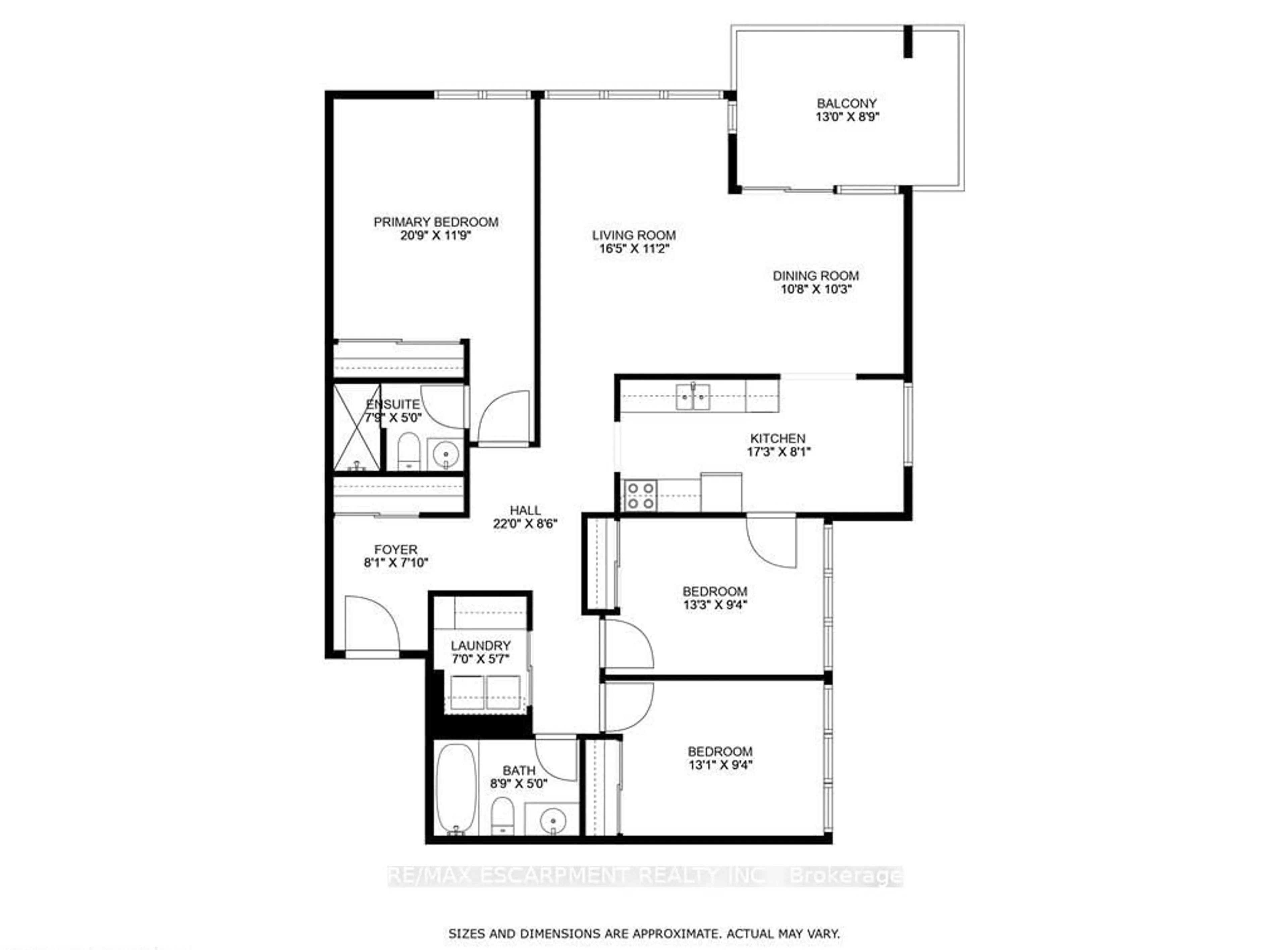 Floor plan for 75 Queen St #2203, Hamilton Ontario L8R 3J3
