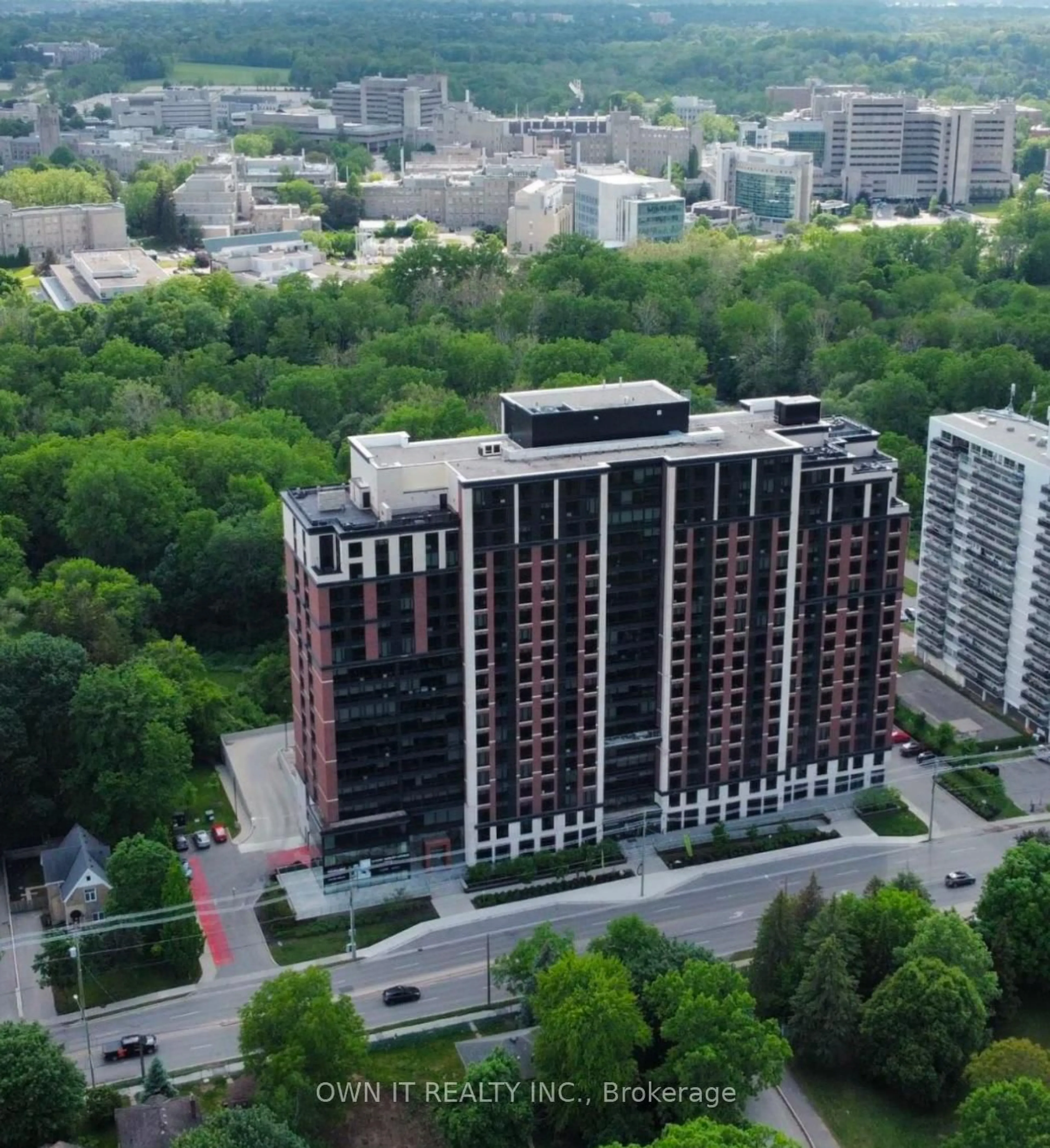 A pic from outside/outdoor area/front of a property/back of a property/a pic from drone, city buildings view from balcony for 1235 Richmond St #1417, London East Ontario N6A 0C1