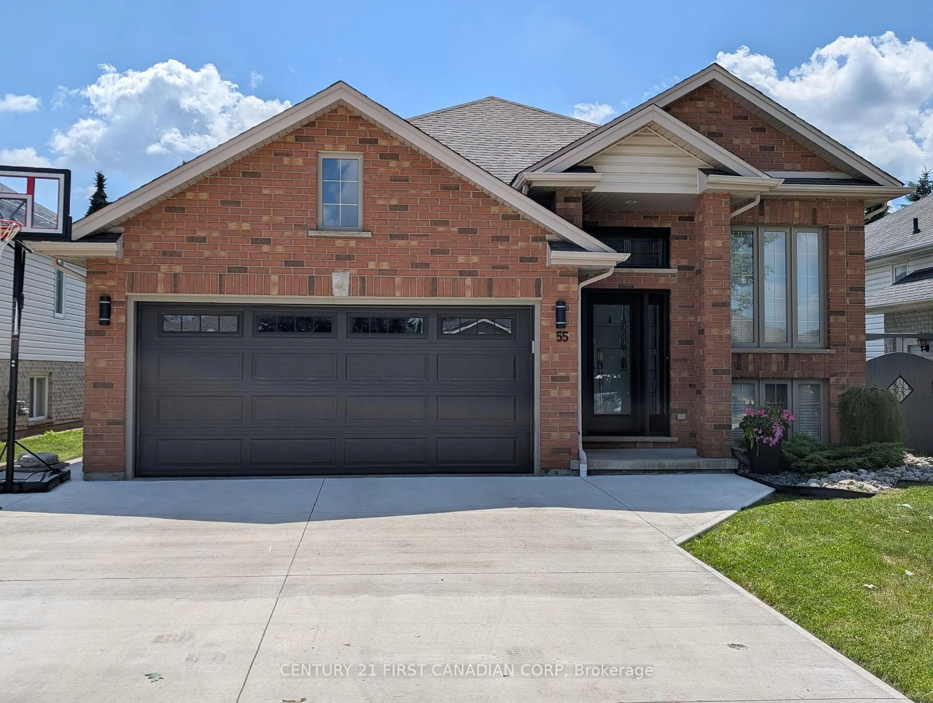 Home with brick exterior material, street for 55 Queensway Dr, Strathroy-Caradoc Ontario N7G 4M2