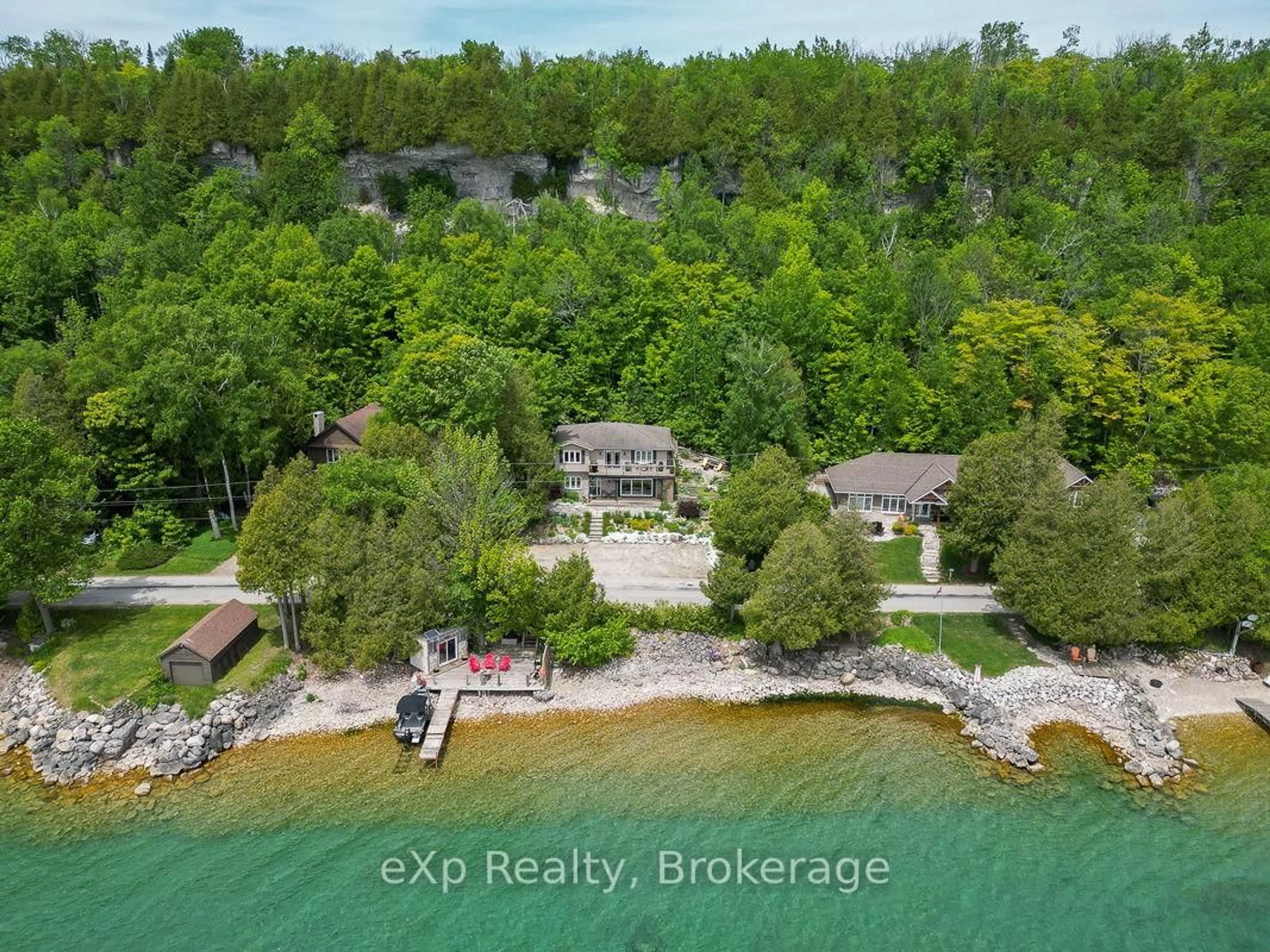 A pic from outside/outdoor area/front of a property/back of a property/a pic from drone, water/lake/river/ocean view for 149 Mallory Beach Rd, South Bruce Peninsula Ontario N0H 2T0