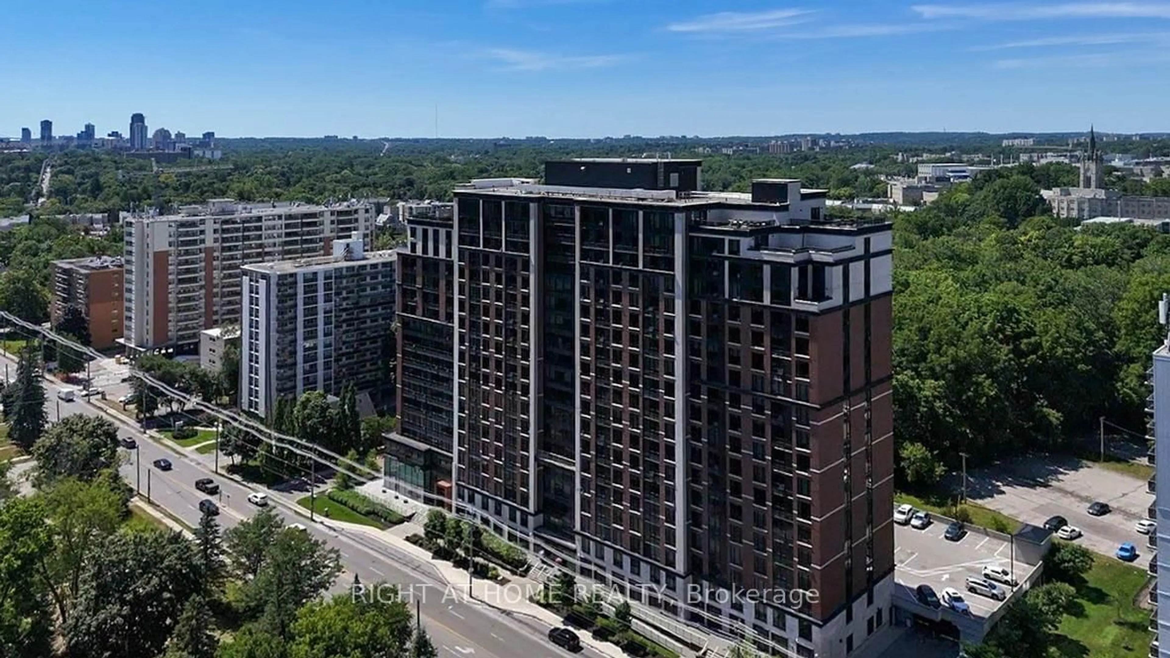 A pic from outside/outdoor area/front of a property/back of a property/a pic from drone, city buildings view from balcony for 1235 Richmond St #701, London East Ontario N6A 0C1