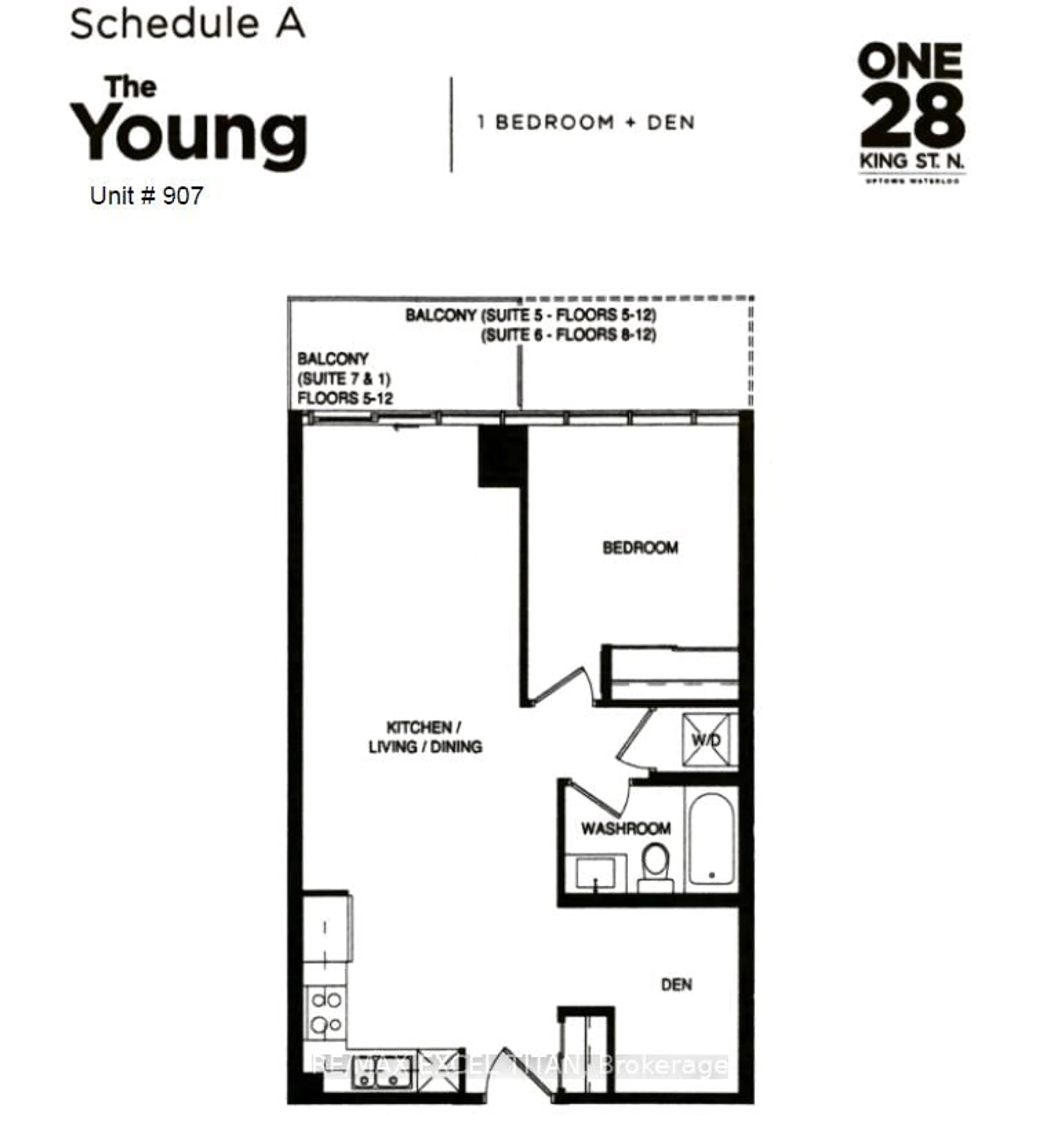 Floor plan for 128 King St #907, Waterloo Ontario N2J 0E9