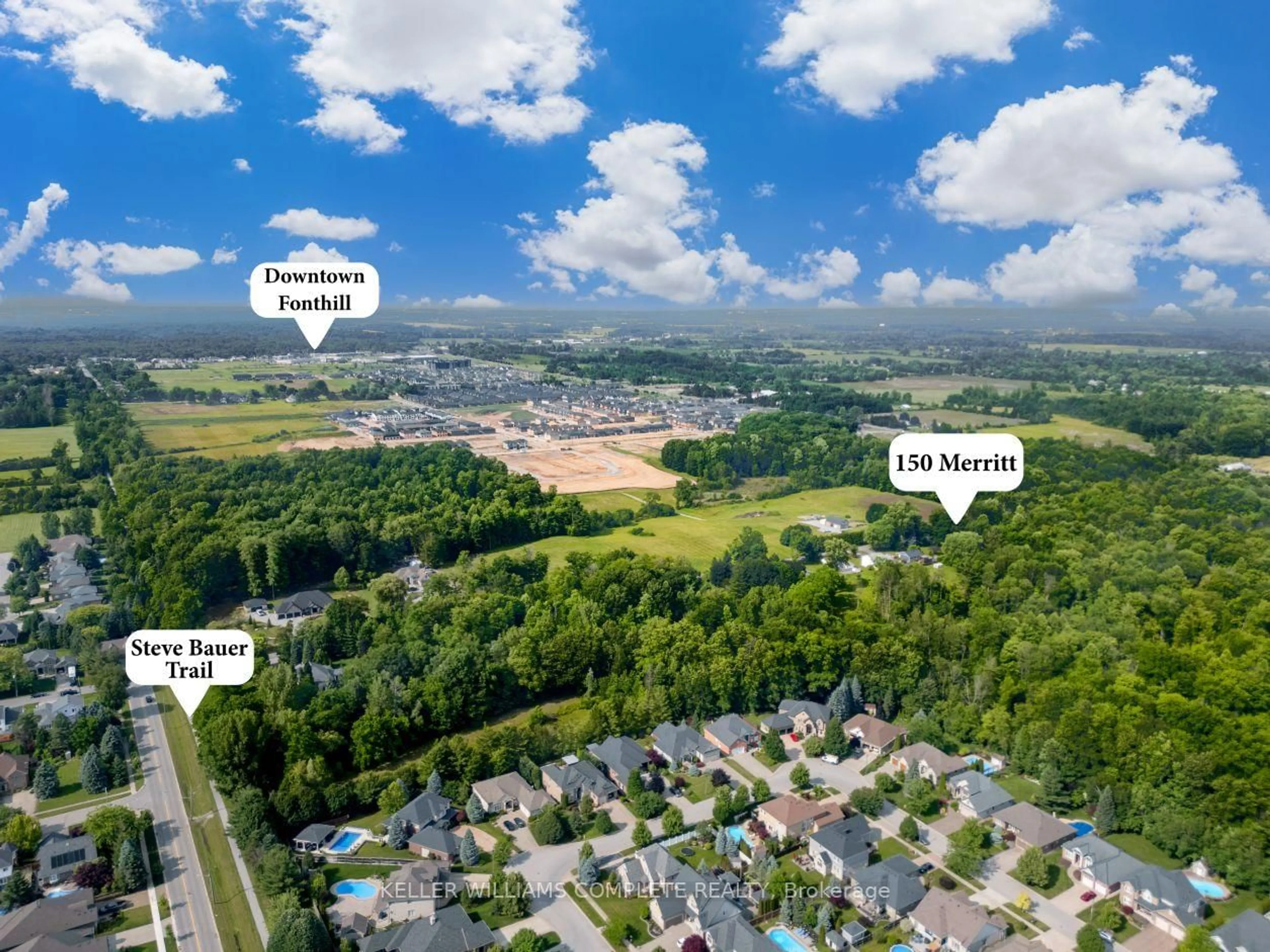 A pic from outside/outdoor area/front of a property/back of a property/a pic from drone, unknown for 150 MERRITT Rd, Pelham Ontario L3B 5N5