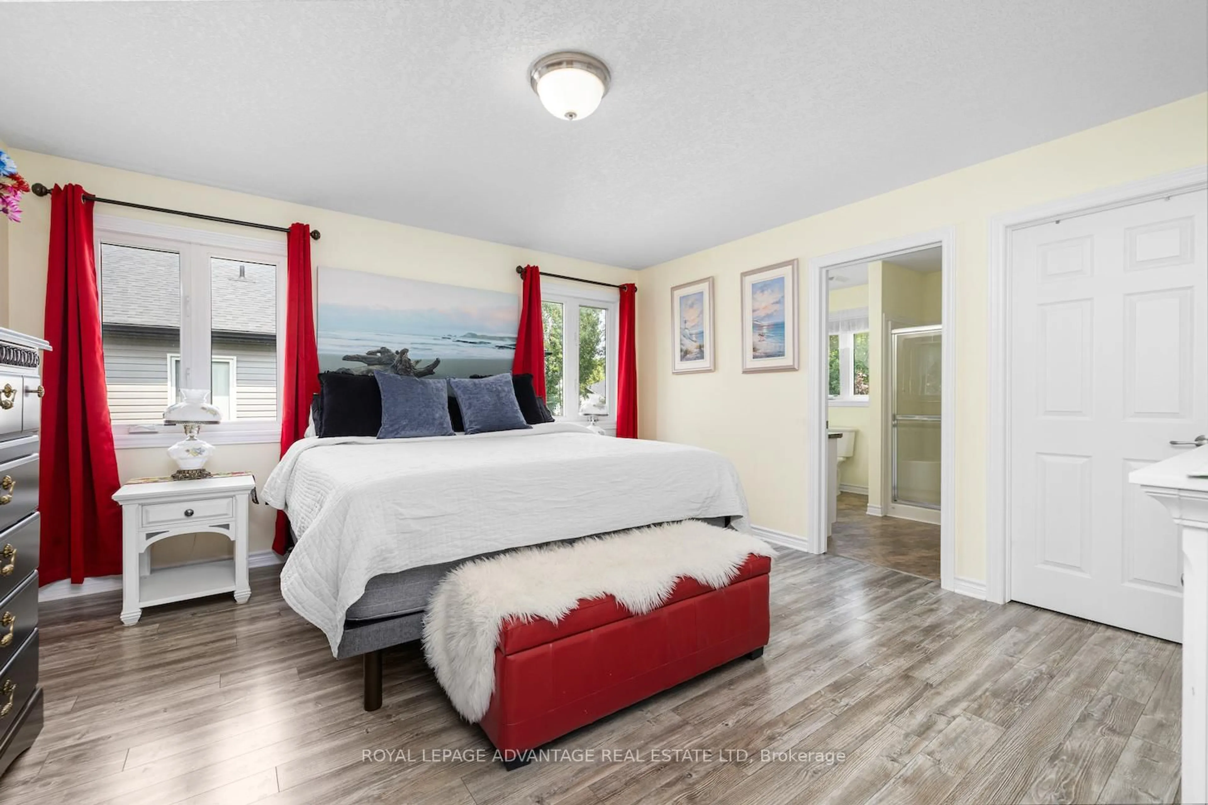 Bedroom with bed, wood/laminate floor for 42 Code Cres, Smiths Falls Ontario K7A 0A9