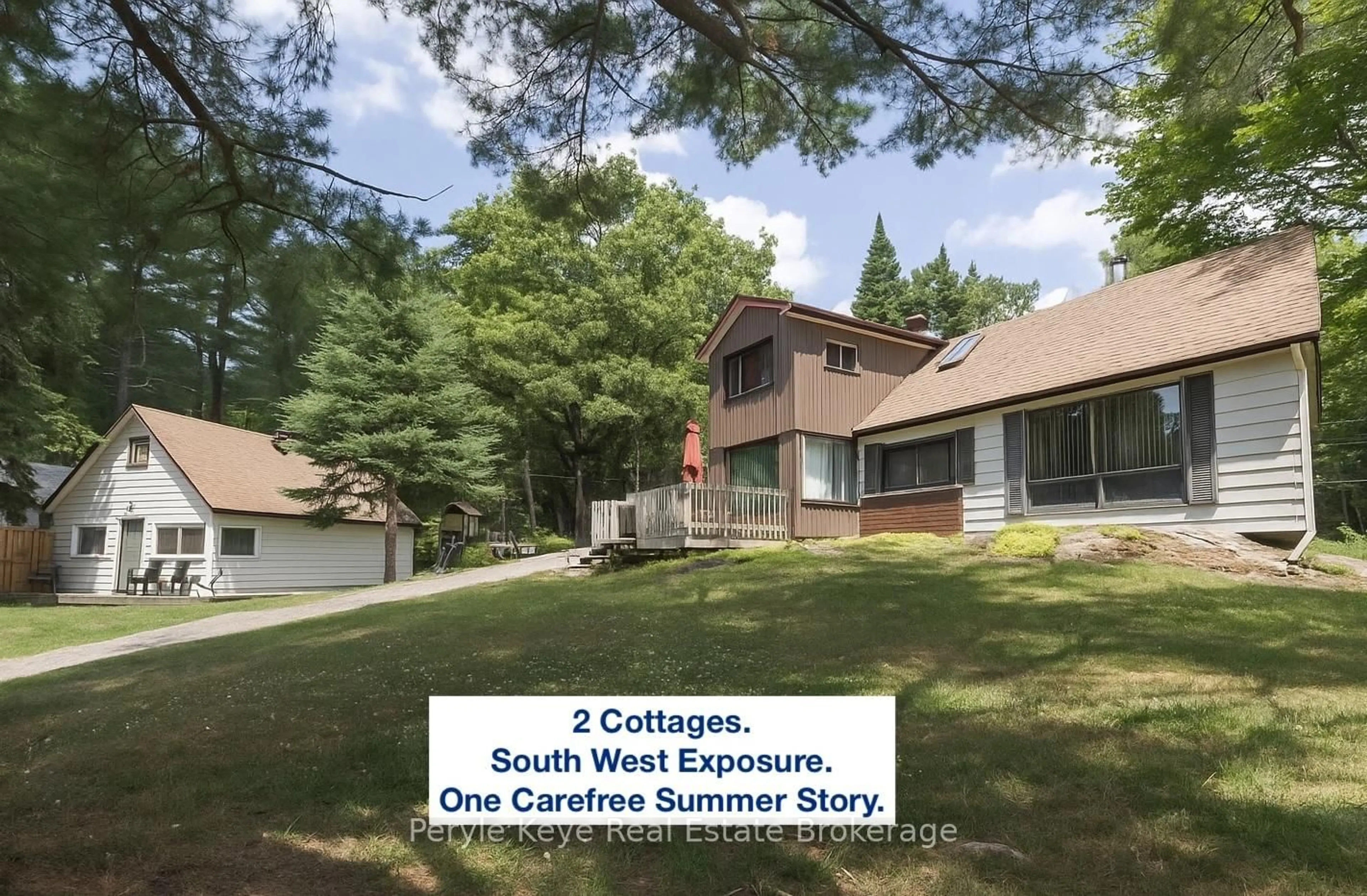 A pic from outside/outdoor area/front of a property/back of a property/a pic from drone, street for 1025 & 1027 Big Island Rd, Bracebridge Ontario P1L 1X1
