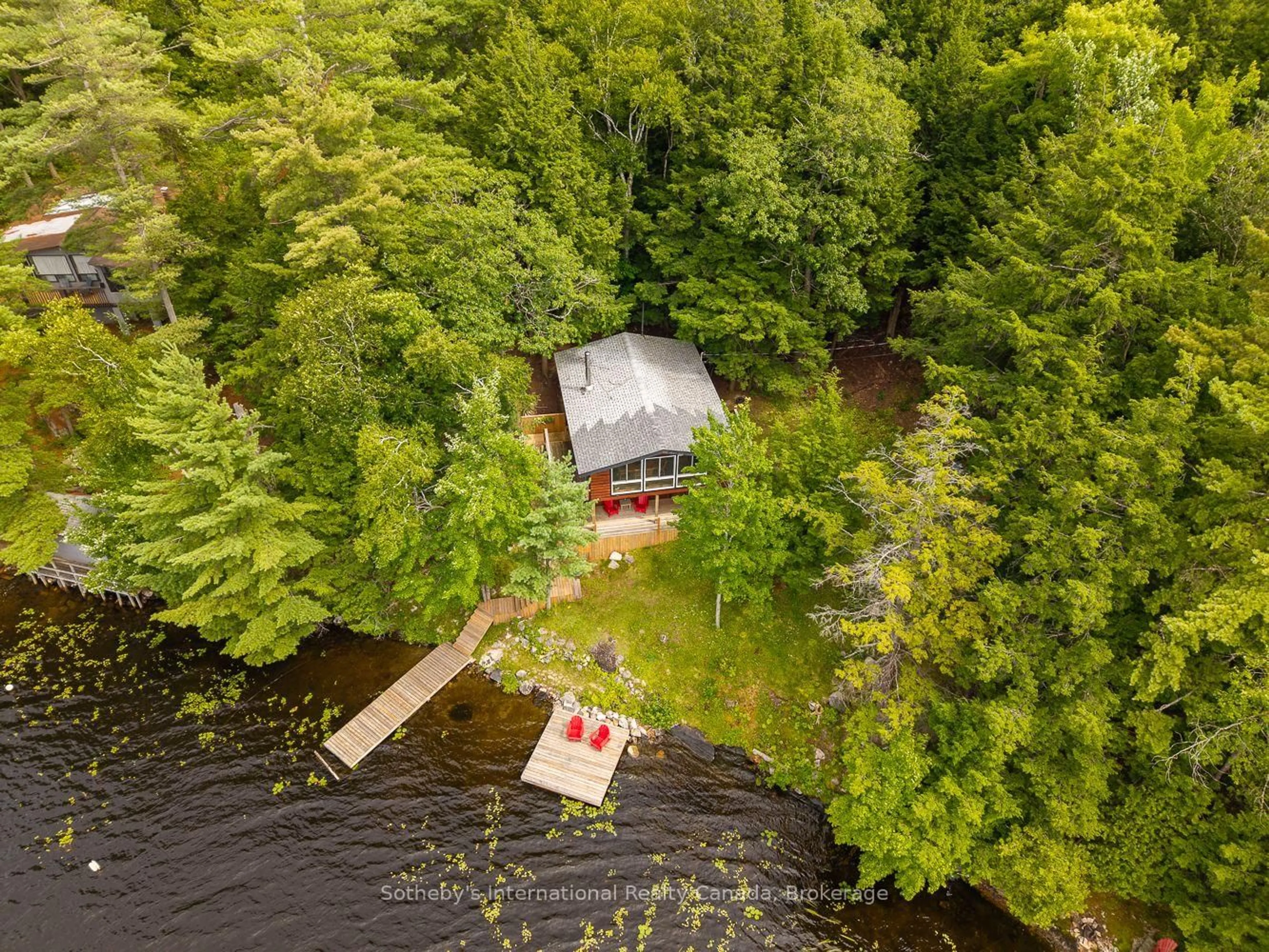A pic from outside/outdoor area/front of a property/back of a property/a pic from drone, water/lake/river/ocean view for 397 Healey Lake Water, The Archipelago Ontario P0T 1E0