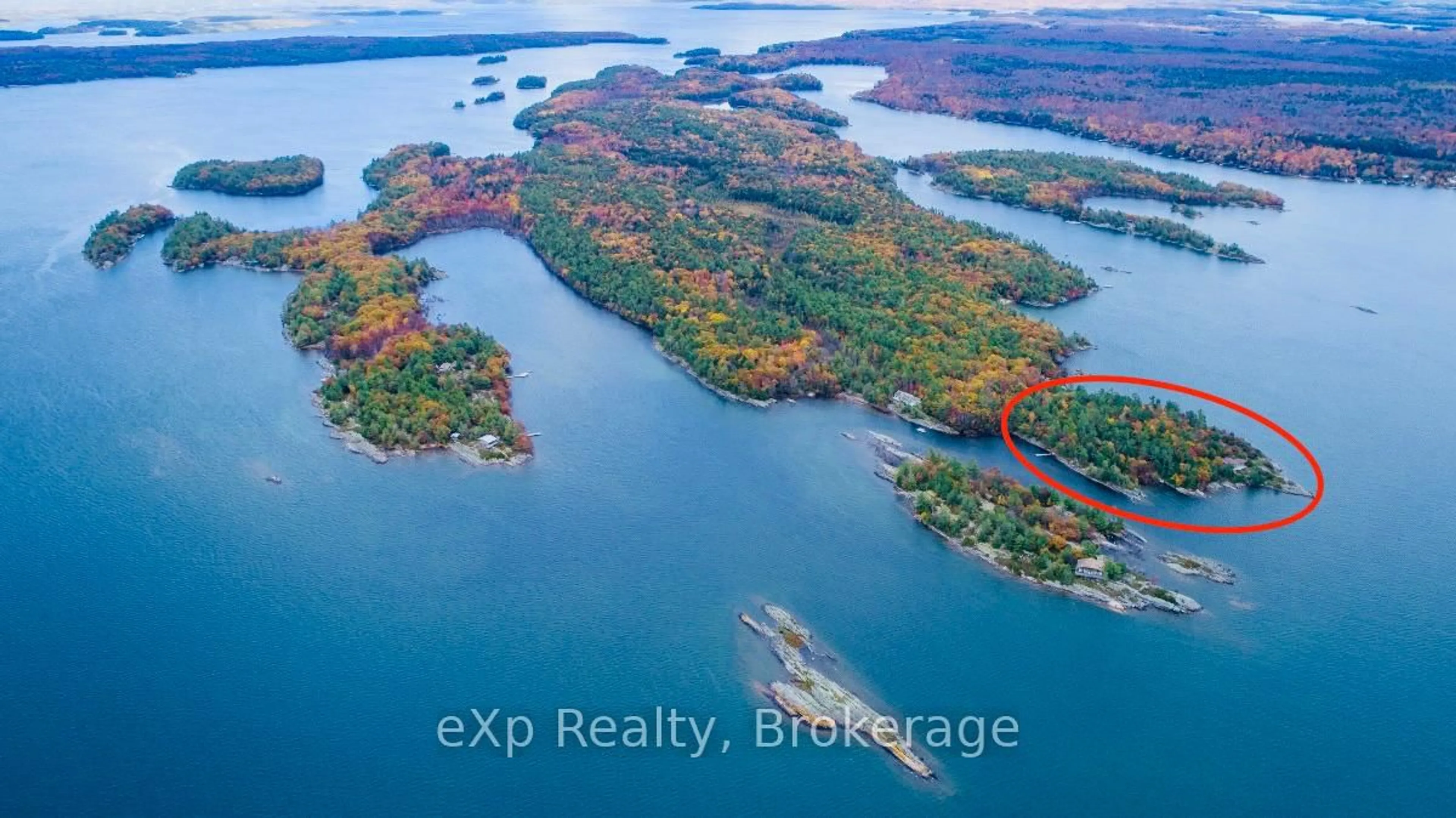A pic from outside/outdoor area/front of a property/back of a property/a pic from drone, water/lake/river/ocean view for 3 Island 65C Island, Carling Ontario P0G 1G0