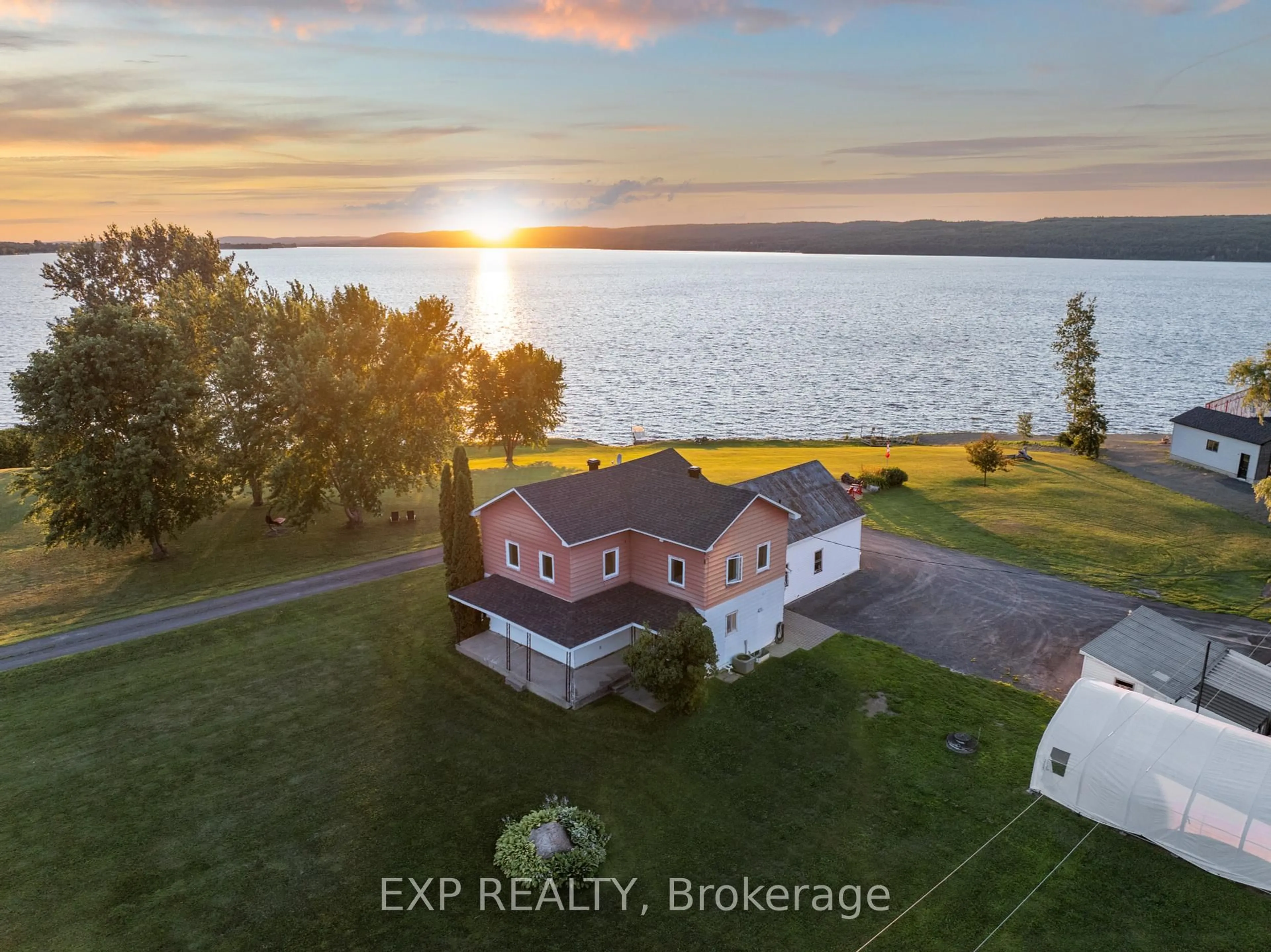 A pic from outside/outdoor area/front of a property/back of a property/a pic from drone, water/lake/river/ocean view for 1178 Bay Rd, Champlain Ontario K0B 1K0