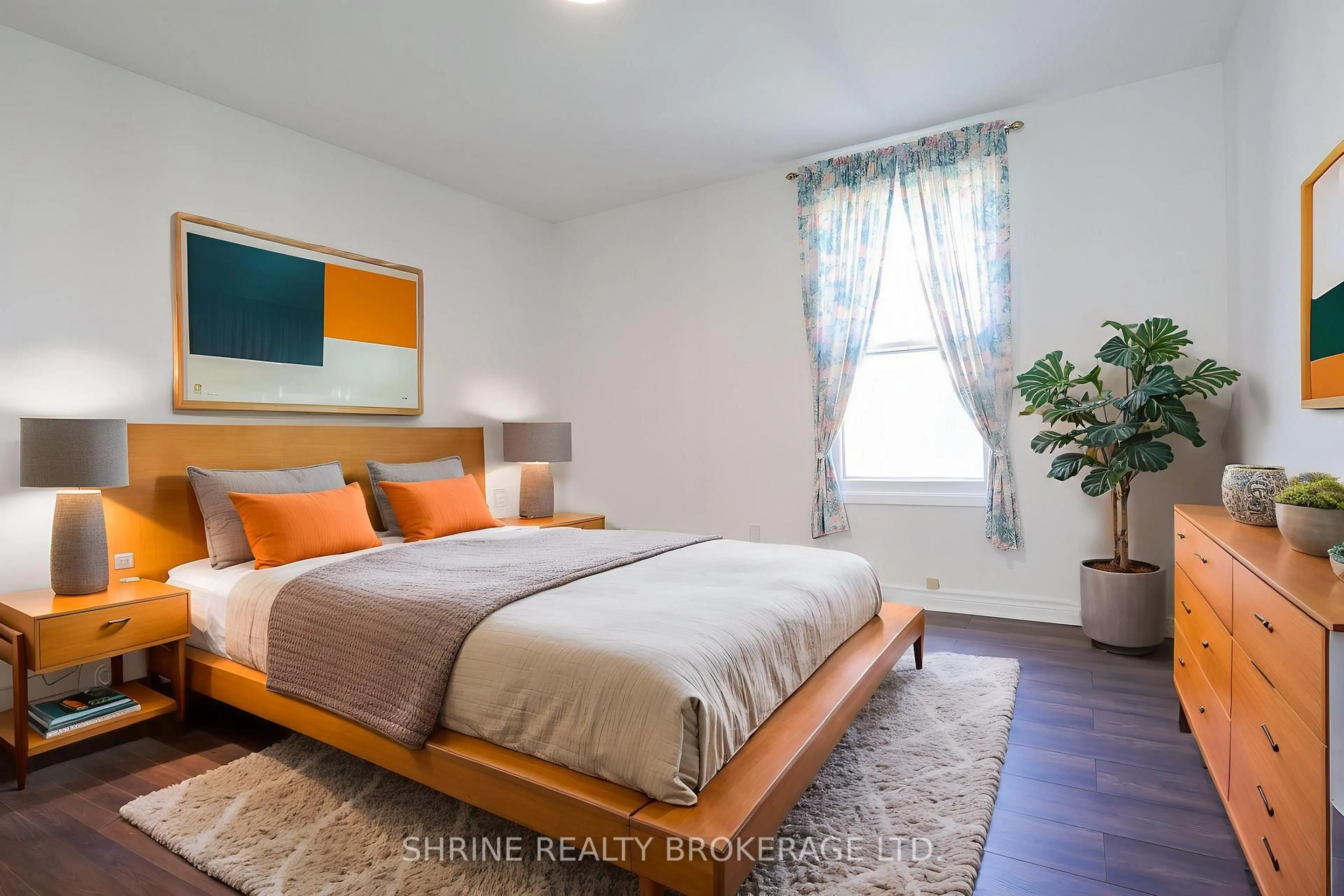Bedroom with bed, wood/laminate floor for 853 Queens Ave, London East Ontario N5W 3H7