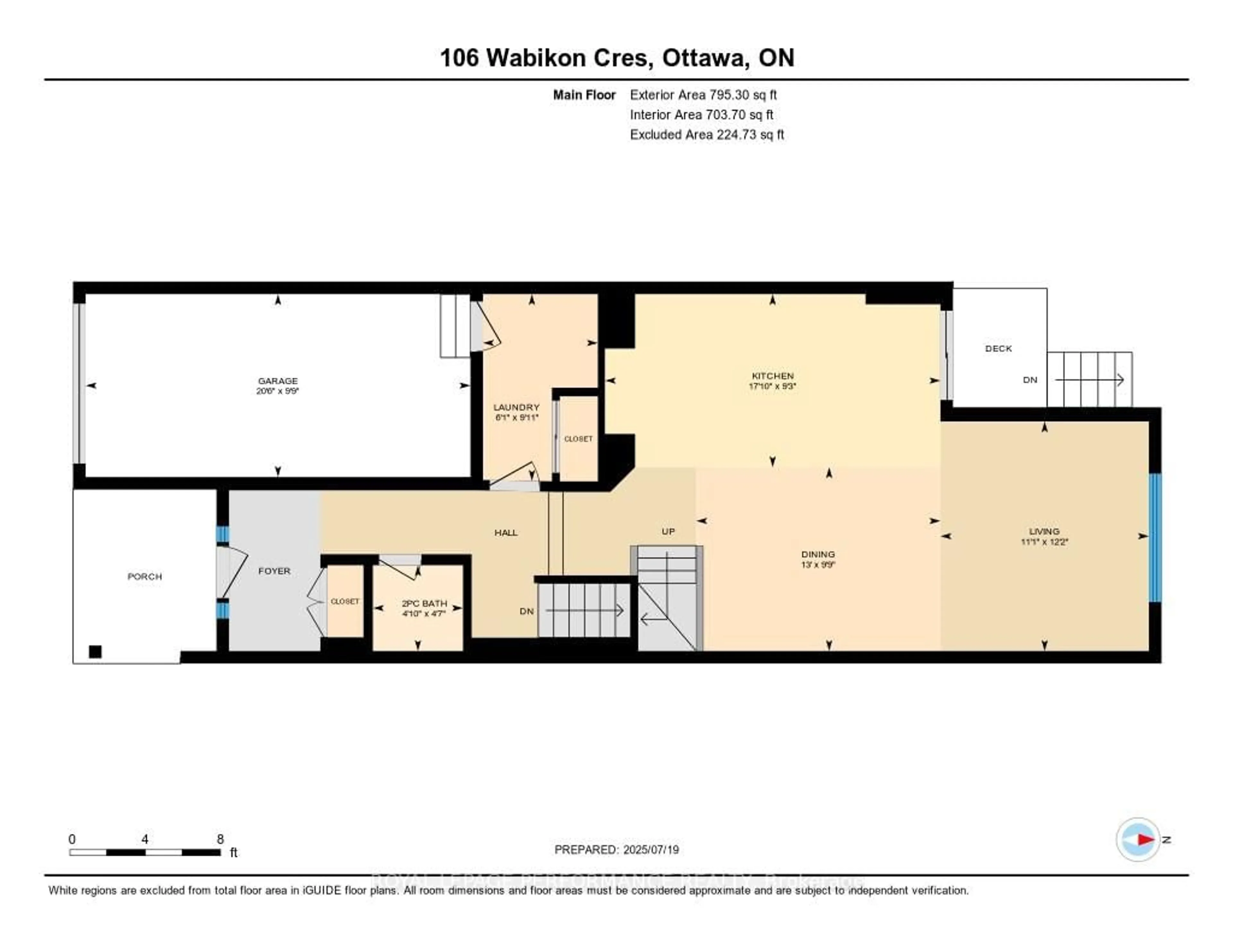 Floor plan for 106 WABIKON Cres, Ottawa Ontario K1X 0H8
