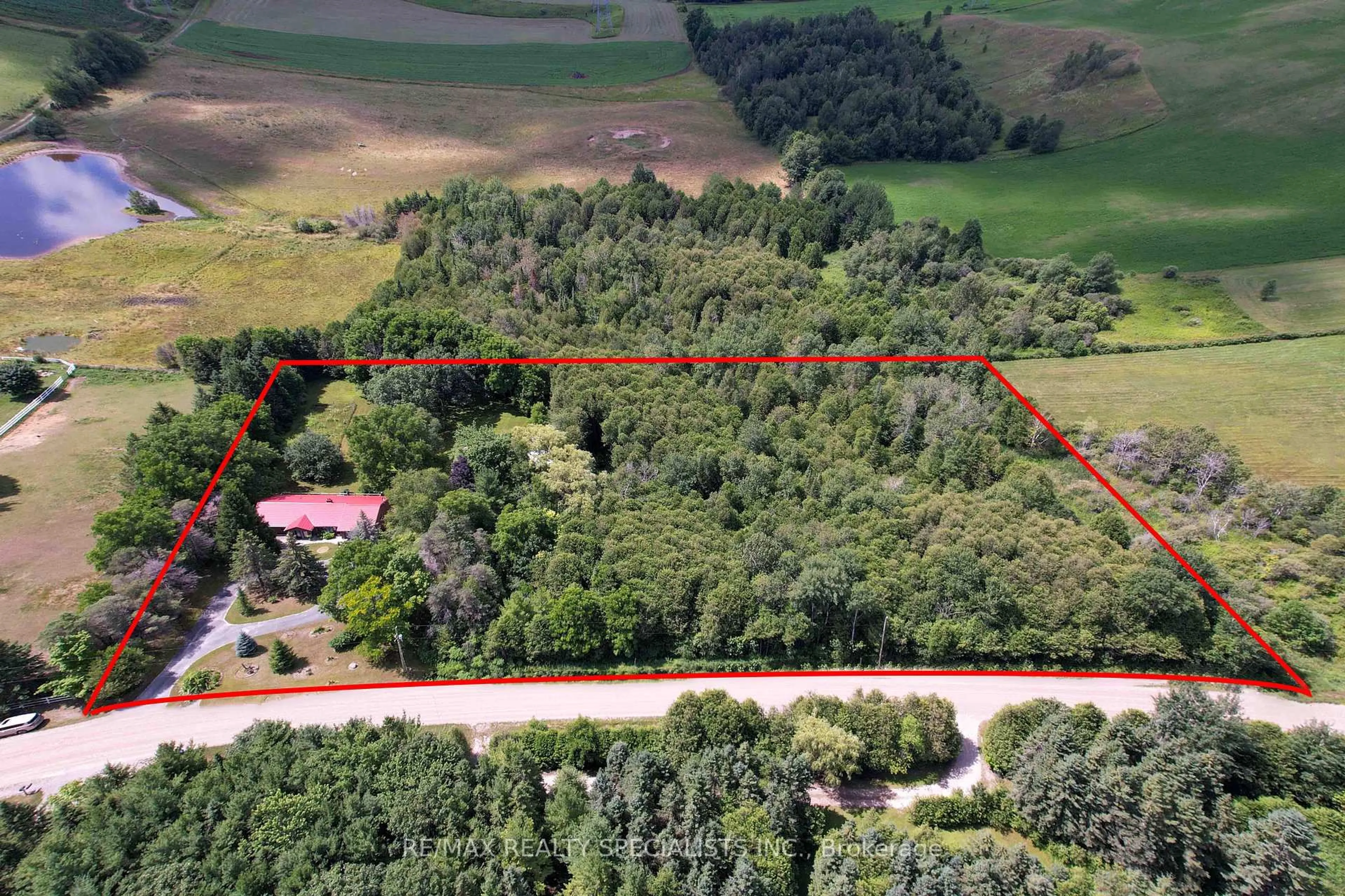 A pic from outside/outdoor area/front of a property/back of a property/a pic from drone, forest/trees view for 111104 11th Line, East Garafraxa Ontario L9W 7A4
