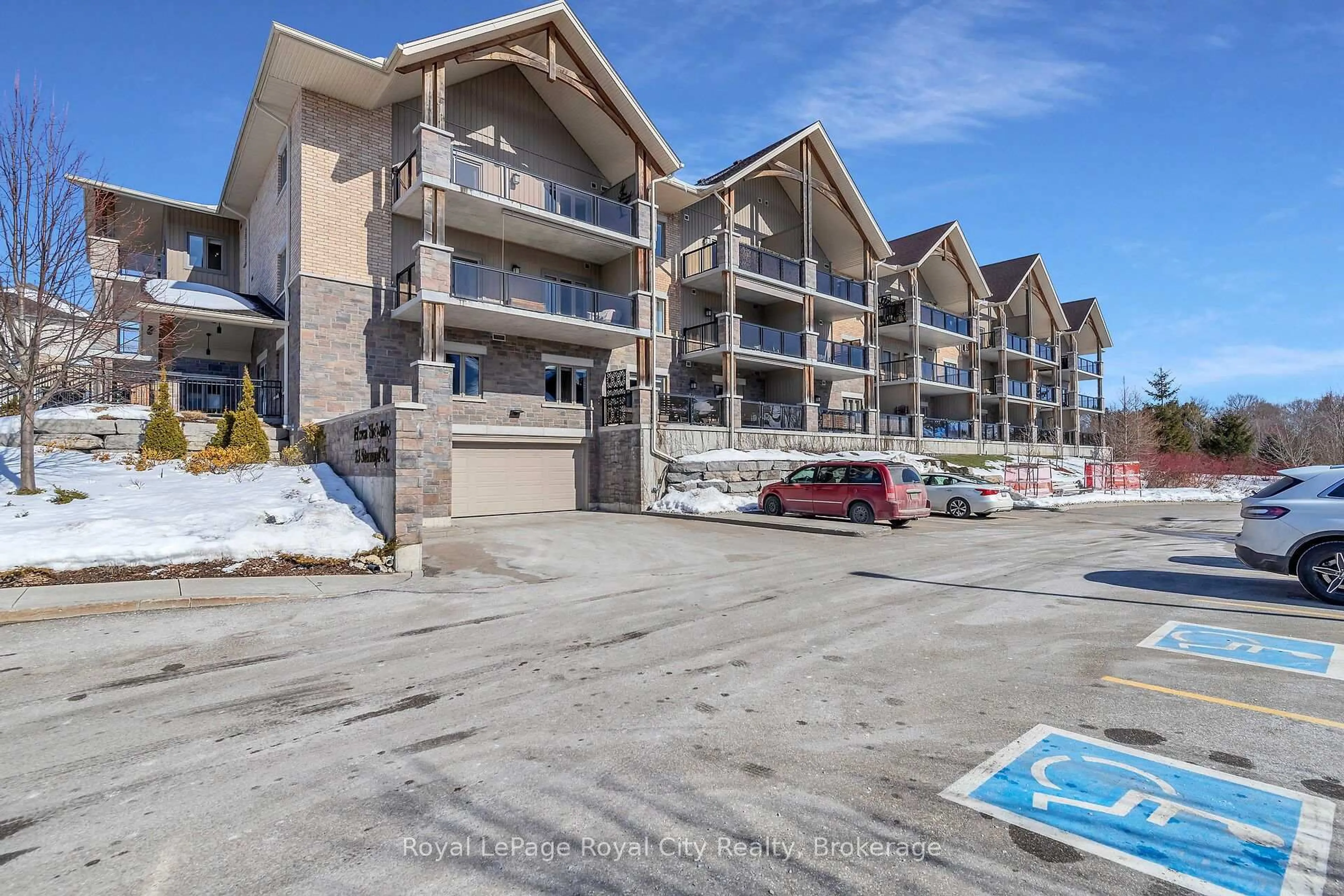 A pic from outside/outdoor area/front of a property/back of a property/a pic from drone, mountain view for 23 Stumpf St #204, Centre Wellington Ontario N0B 1S0