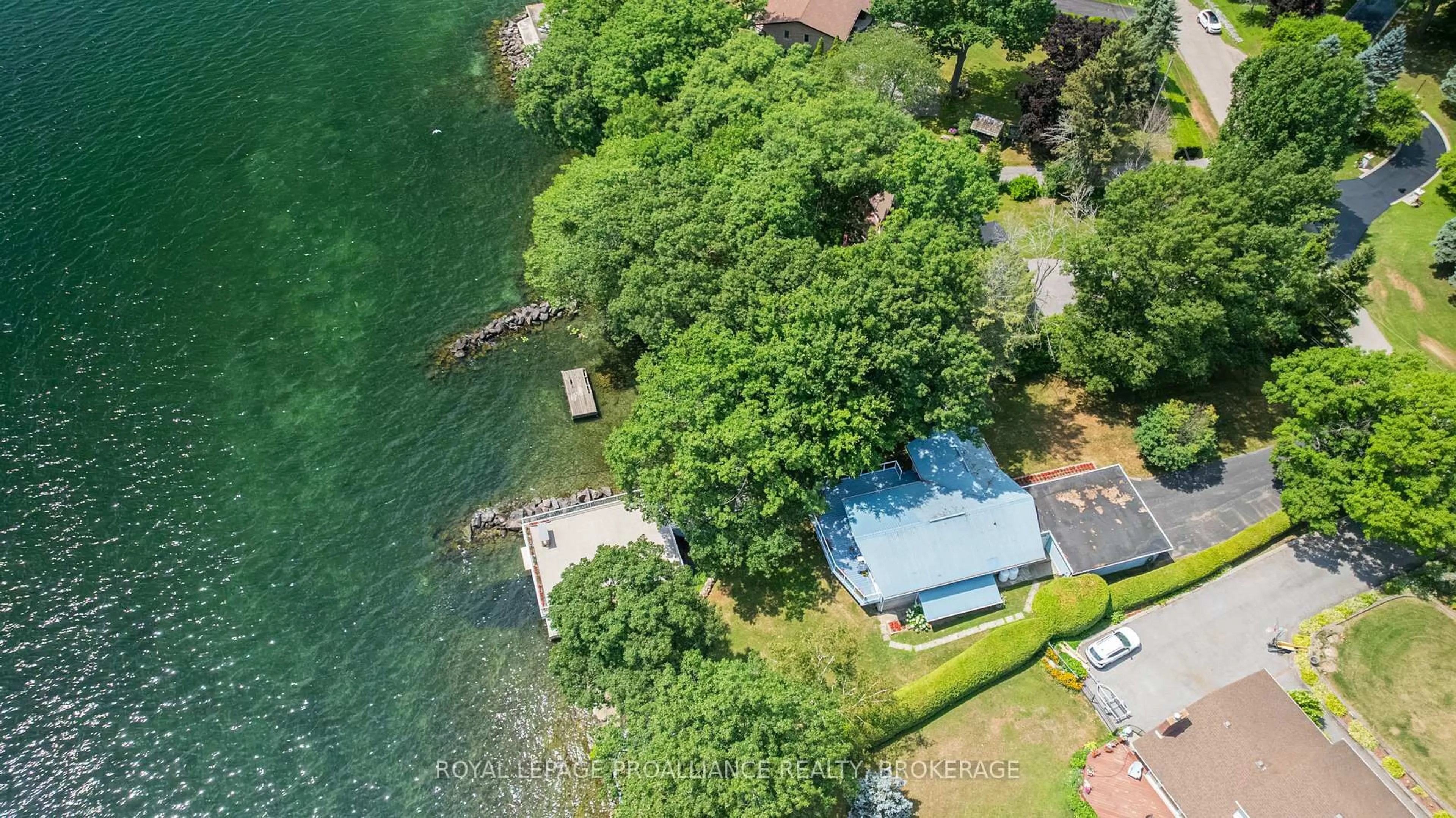 A pic from outside/outdoor area/front of a property/back of a property/a pic from drone, water/lake/river/ocean view for 16 Jack Straw Lane, Gananoque Ontario K7G 2V4