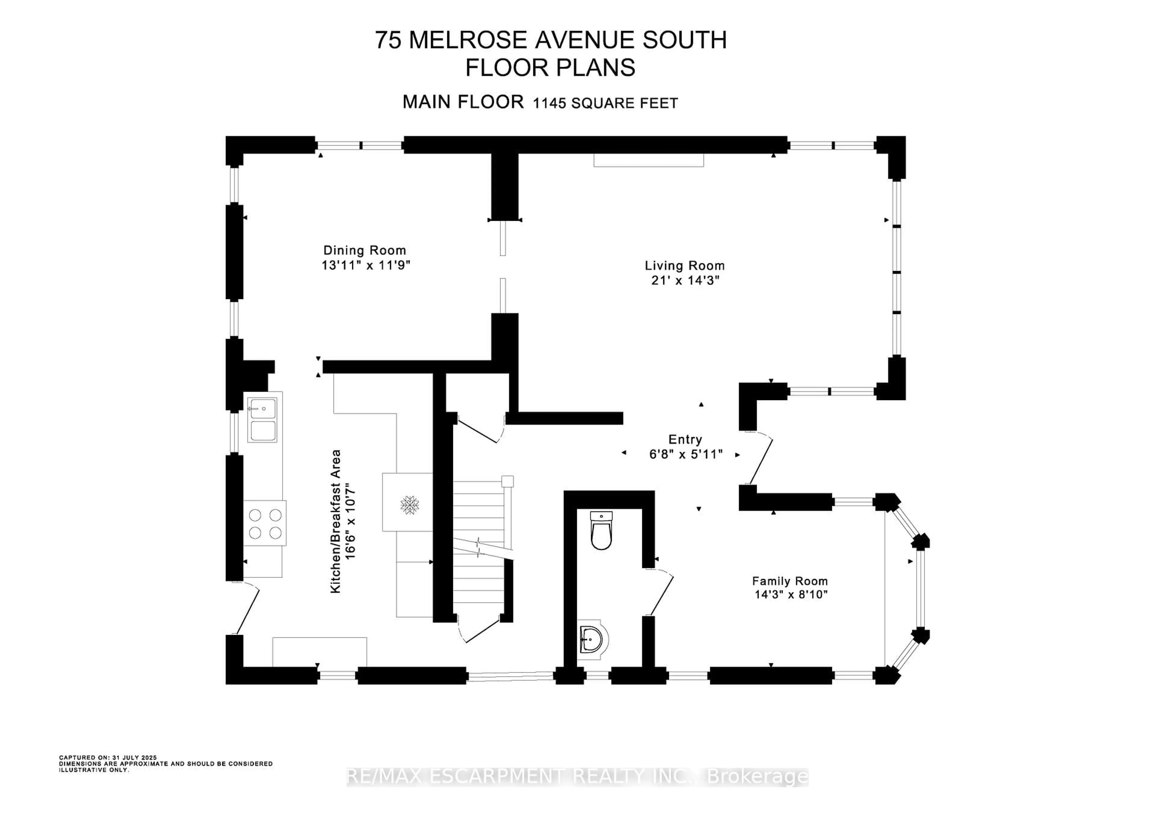 Floor plan for 75 MELROSE Ave, Hamilton Ontario L8M 2Y7