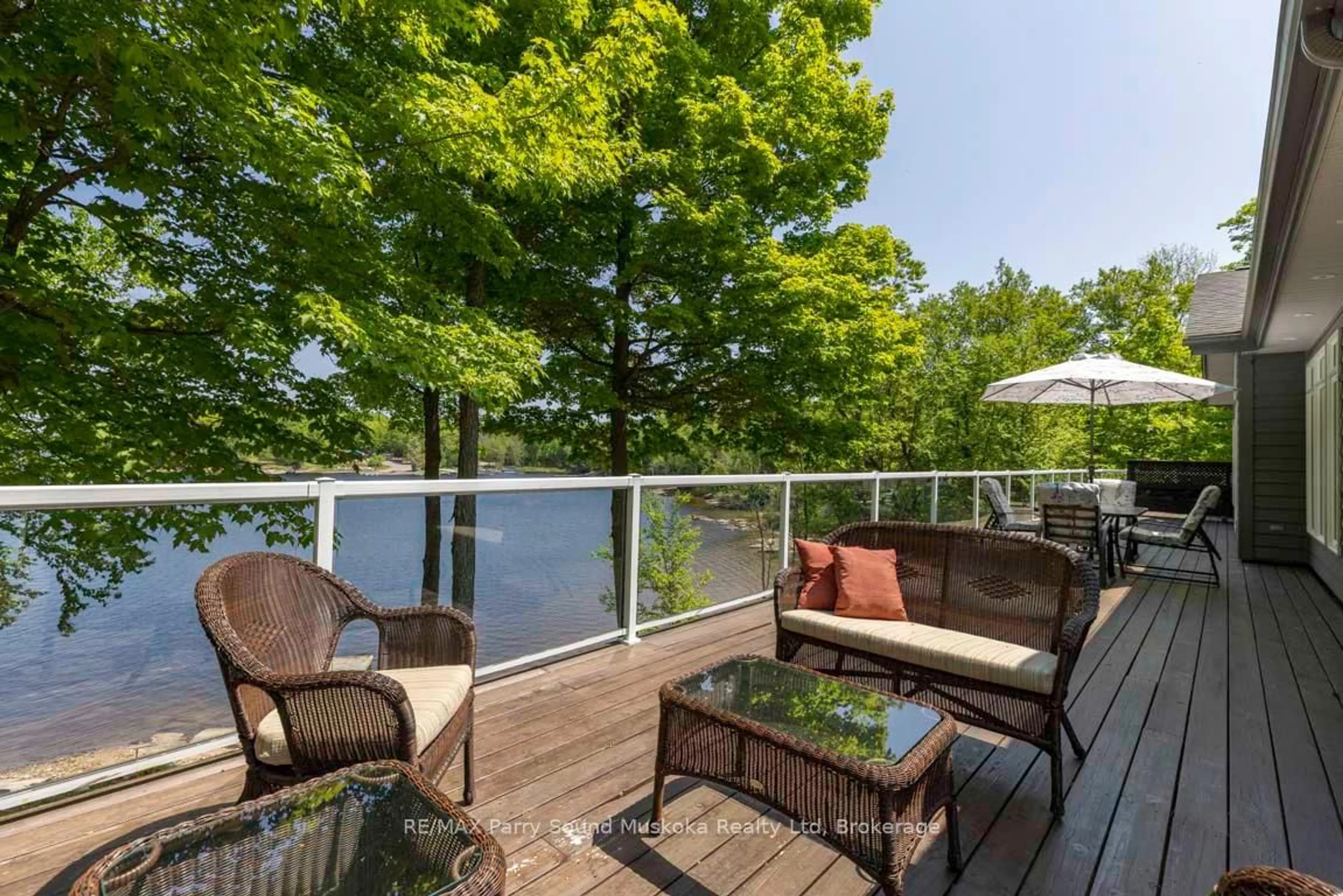 Patio, water/lake/river/ocean view for 29 Shabbotts Bay Rd, Whitestone Ontario P0A 1G0