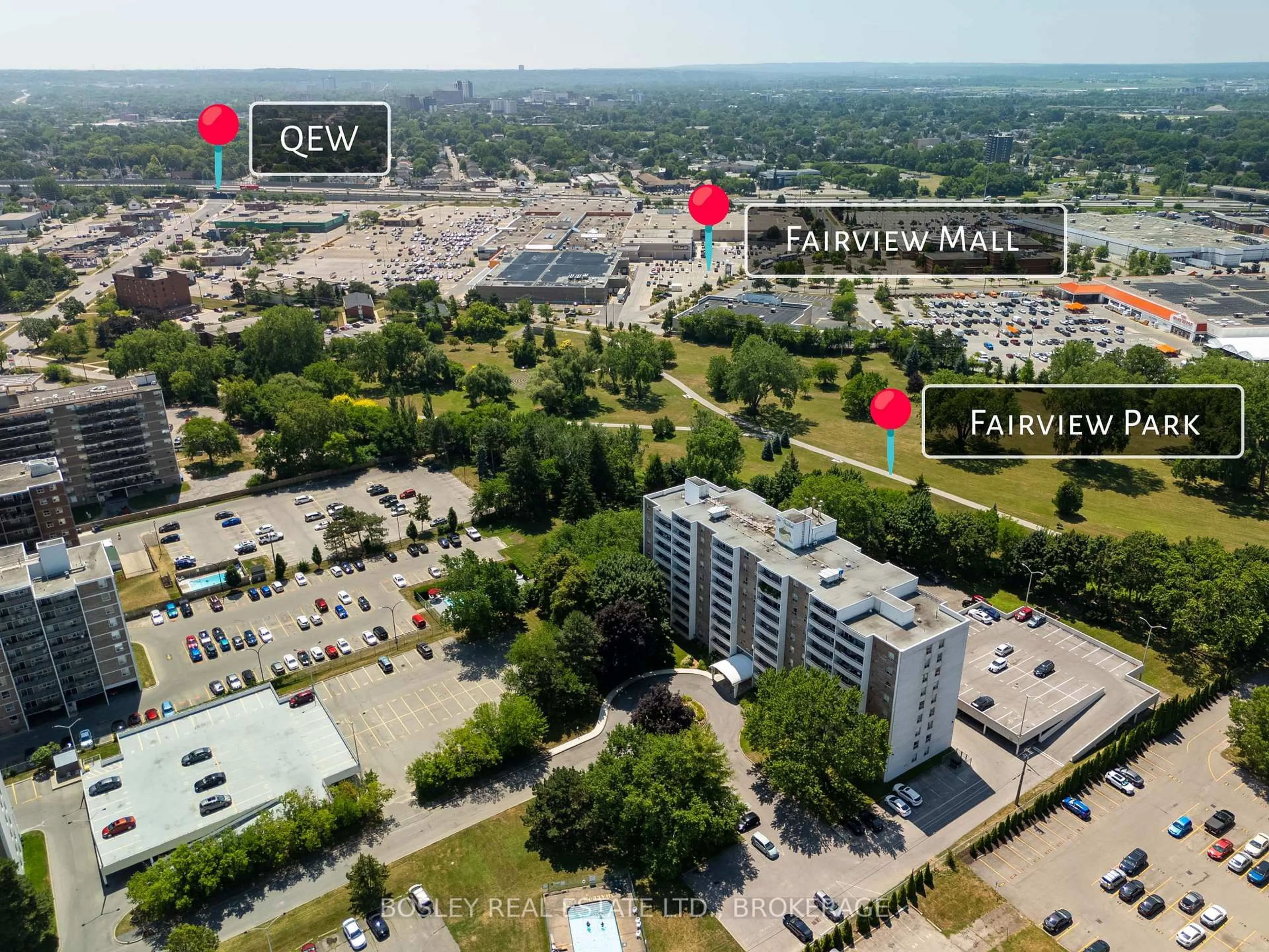 A pic from outside/outdoor area/front of a property/back of a property/a pic from drone, city buildings view from balcony for 365 Geneva St #409, St. Catharines Ontario L2N 5S7