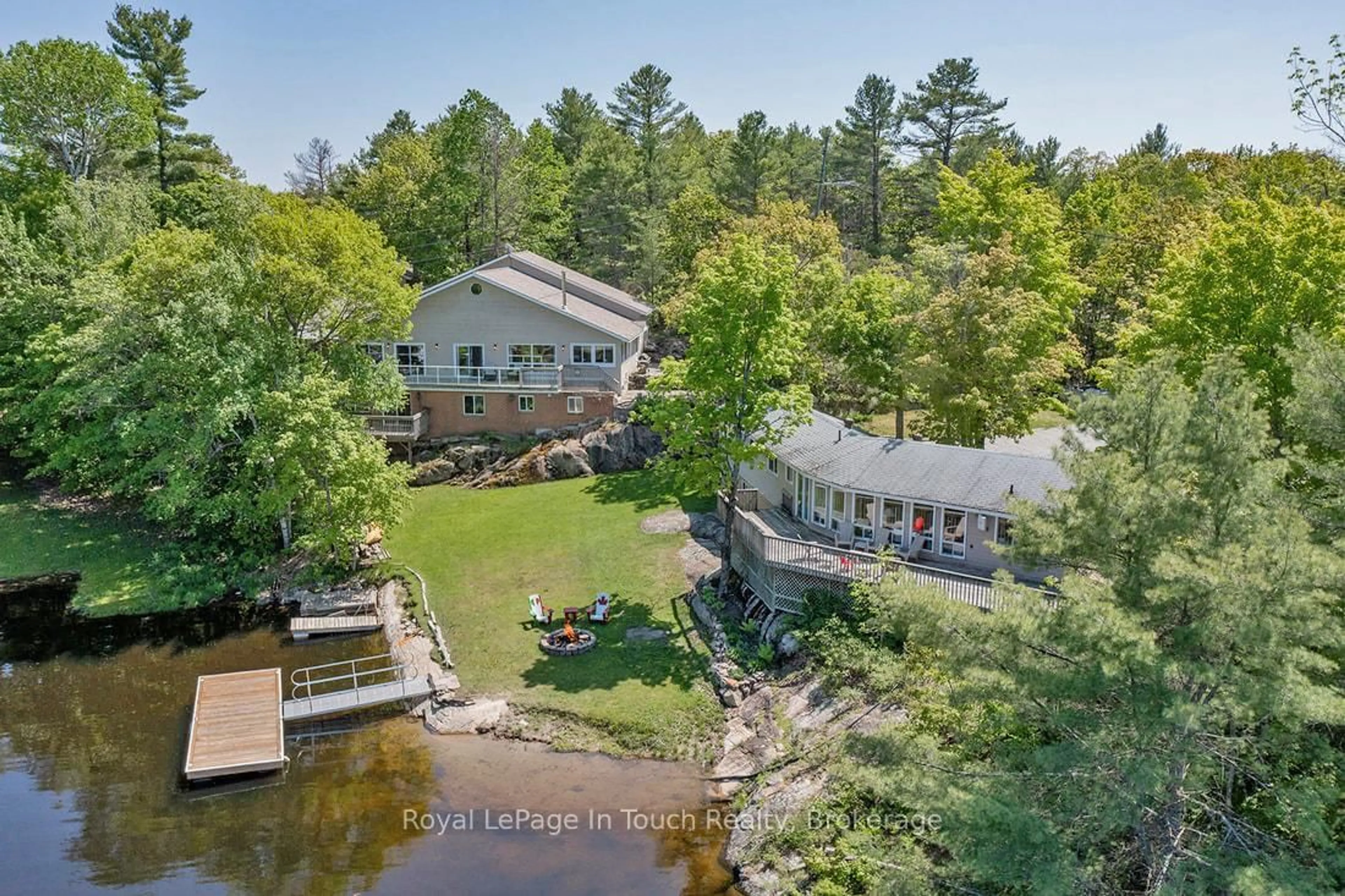 A pic from outside/outdoor area/front of a property/back of a property/a pic from drone, water/lake/river/ocean view for 285 Crooked Bay Rd, Georgian Bay Ontario L0K 1S0