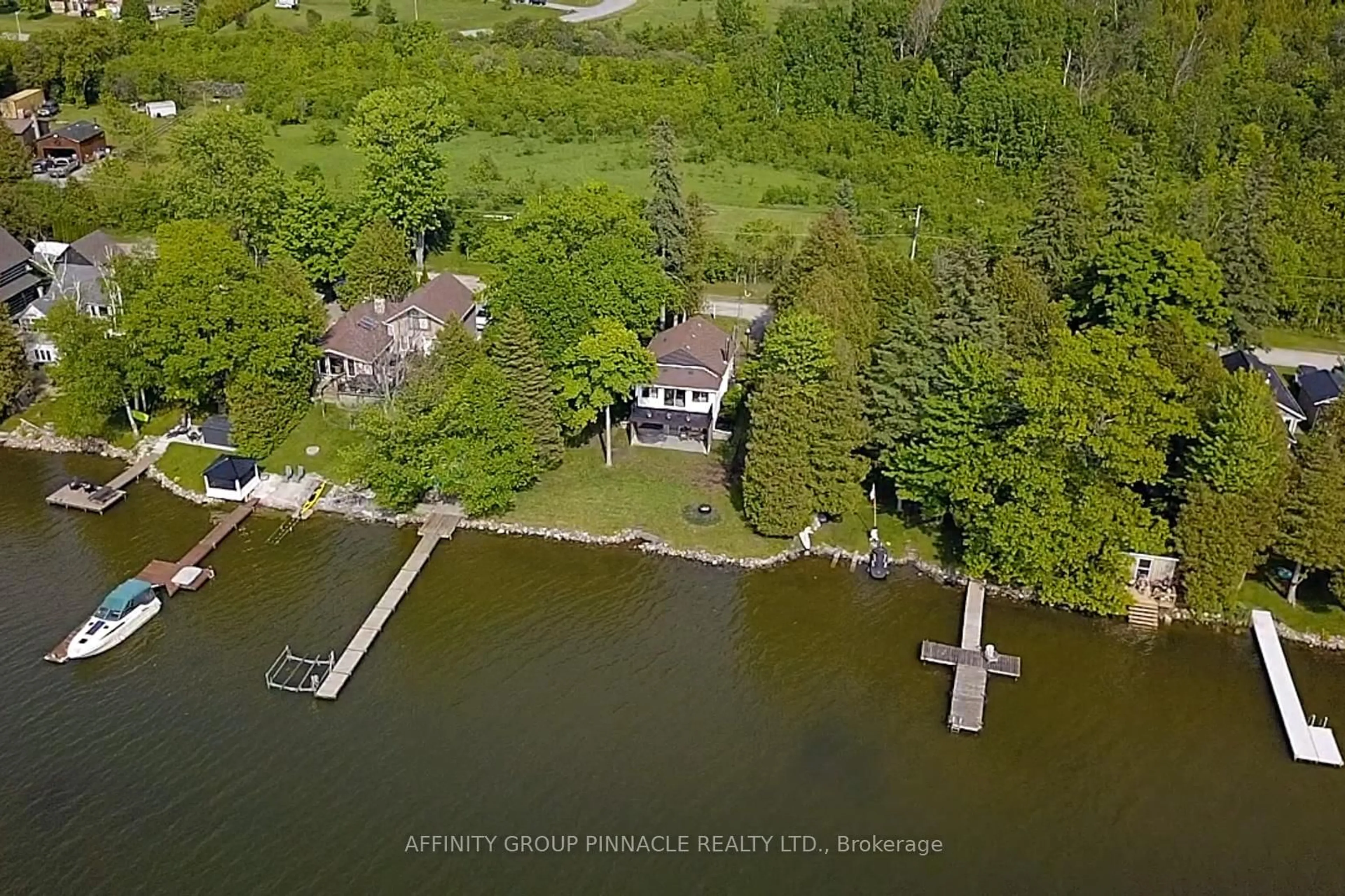A pic from outside/outdoor area/front of a property/back of a property/a pic from drone, water/lake/river/ocean view for 35 Loon St, Kawartha Lakes Ontario L0B 1K0