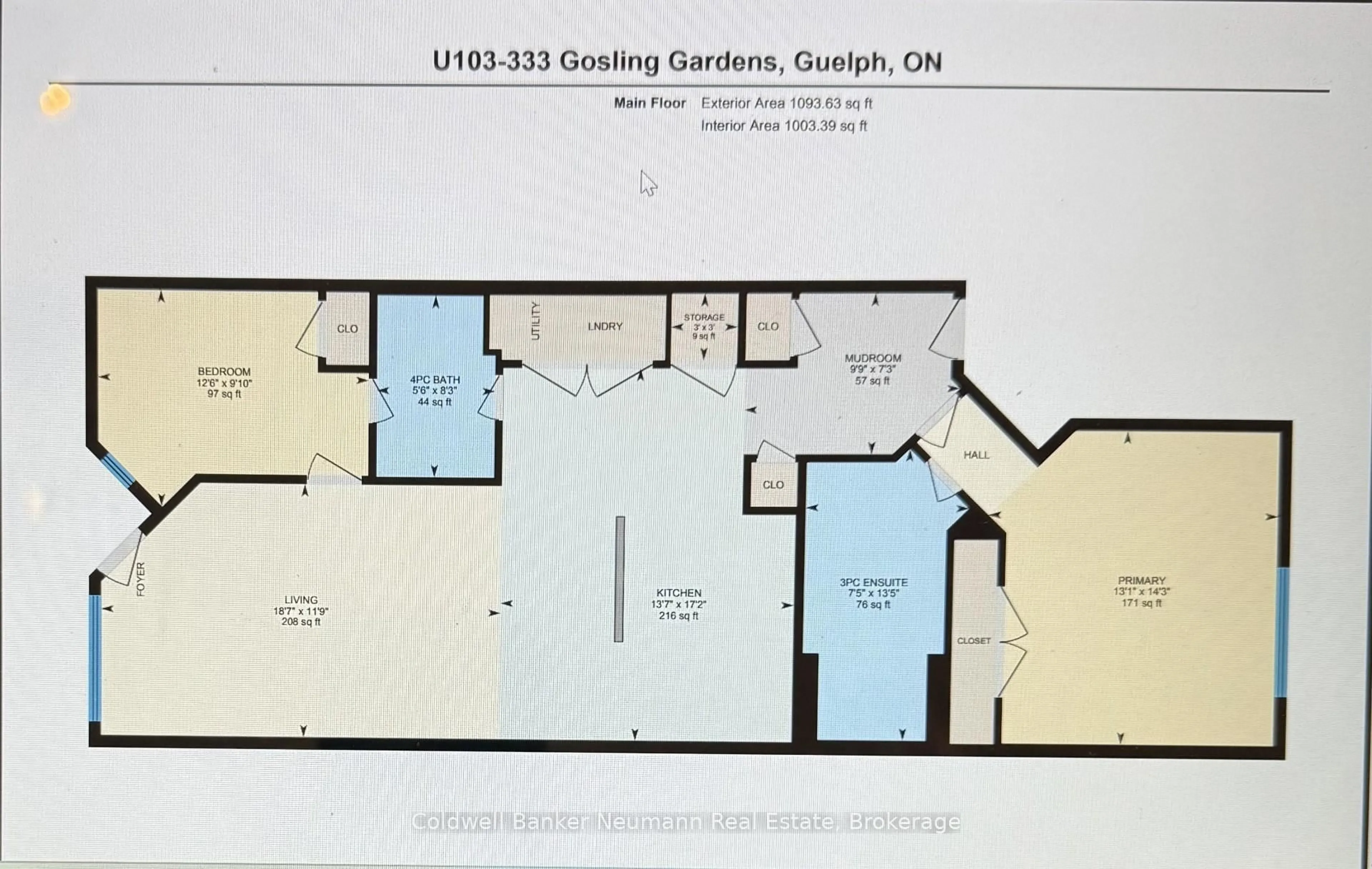 Floor plan for 333 Gosling Gdns #103, Guelph Ontario N1L 0K4