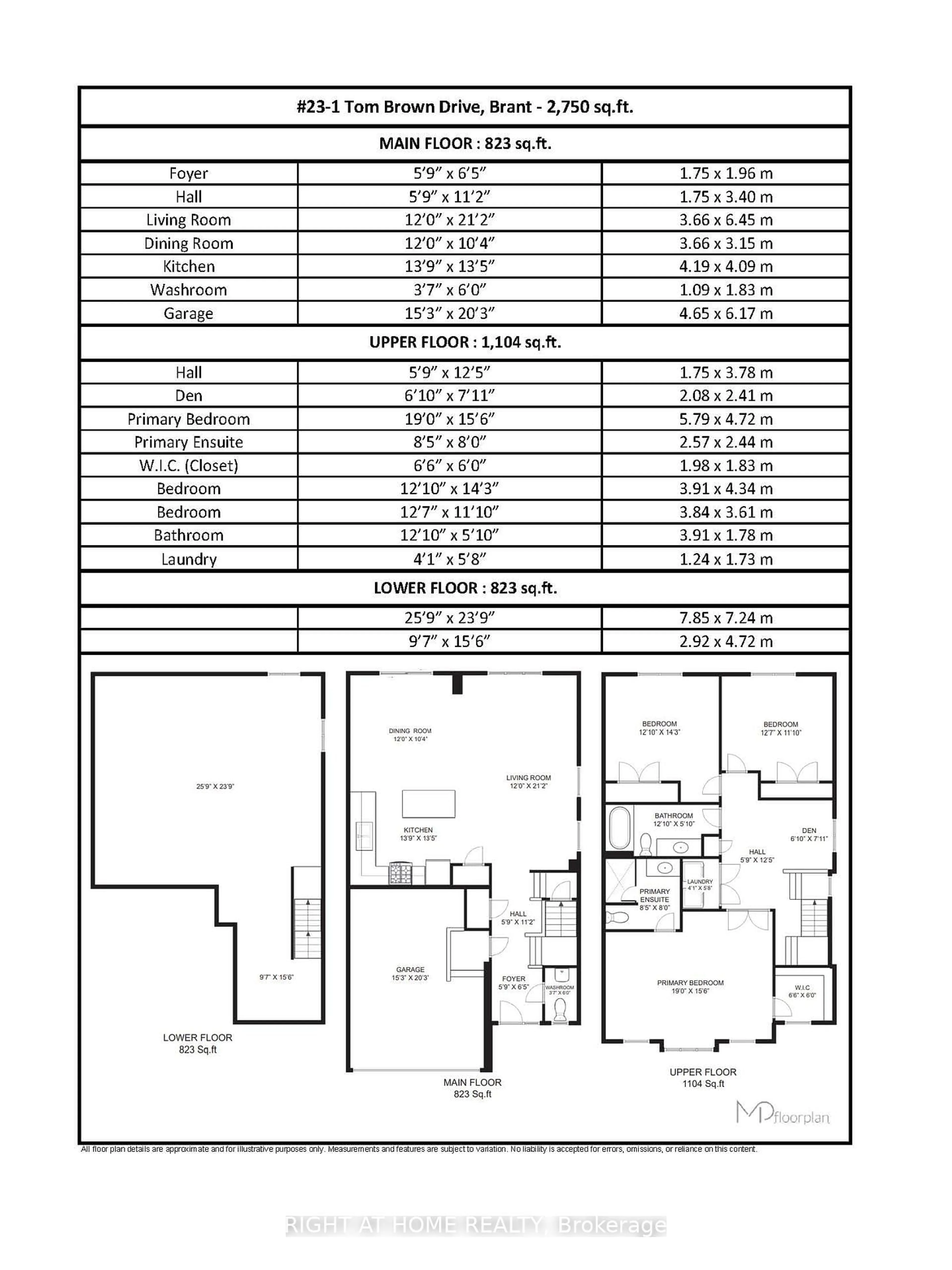Floor plan for 1 Tom Brown Dr #23, Brant Ontario N3L 0H8
