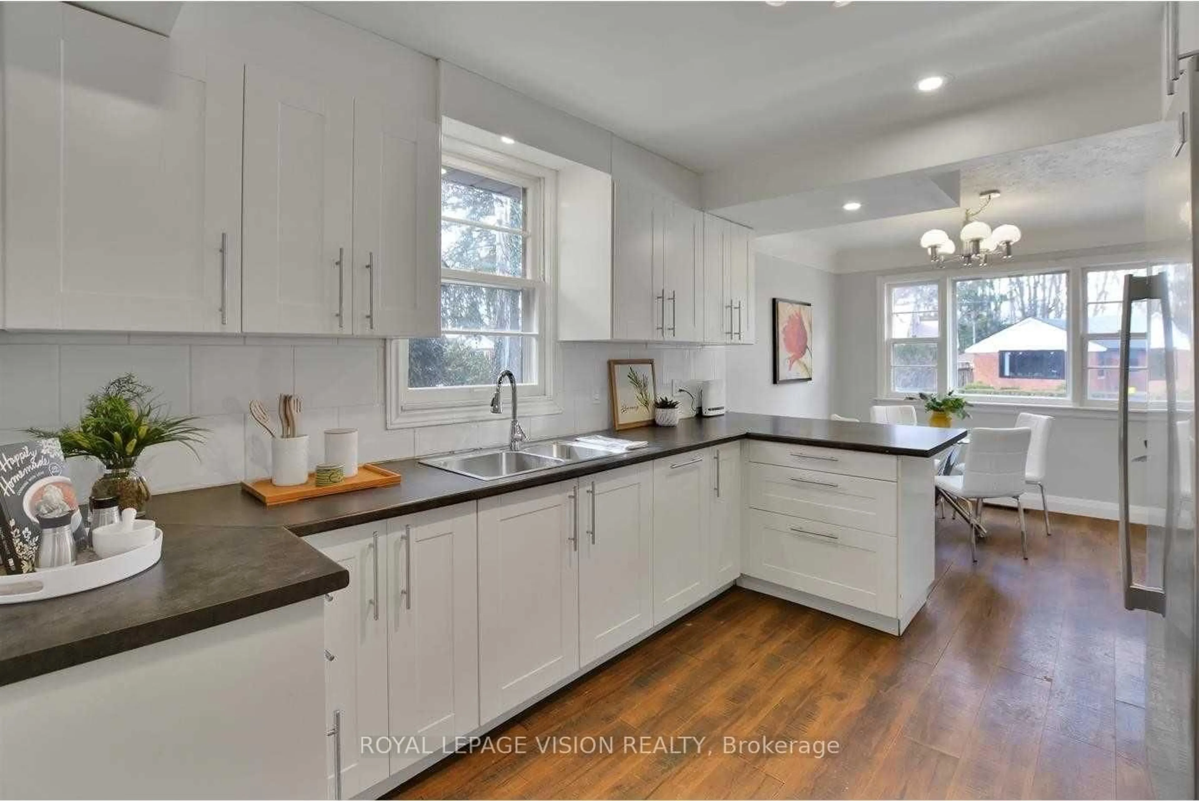Open concept kitchen, ceramic/tile floor for 57 Binkley Cres, Hamilton Ontario L8S 3K8