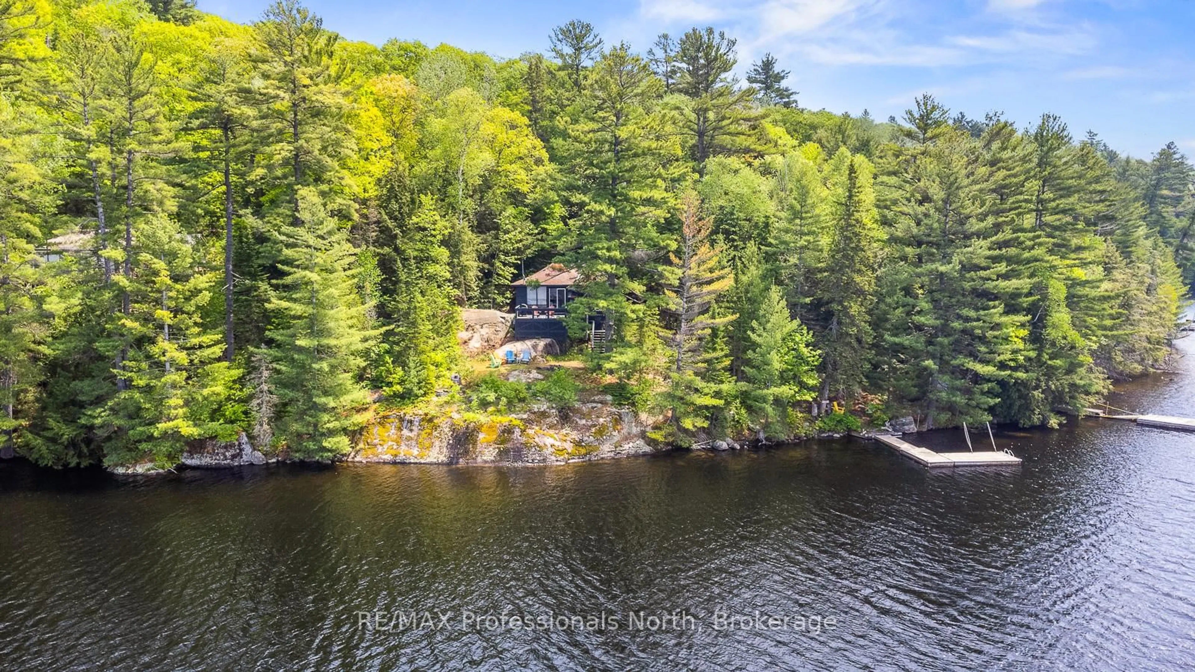 A pic from outside/outdoor area/front of a property/back of a property/a pic from drone, water/lake/river/ocean view for 11443 KUSHOG NORTH WATER, Algonquin Highlands Ontario K0M 1J2