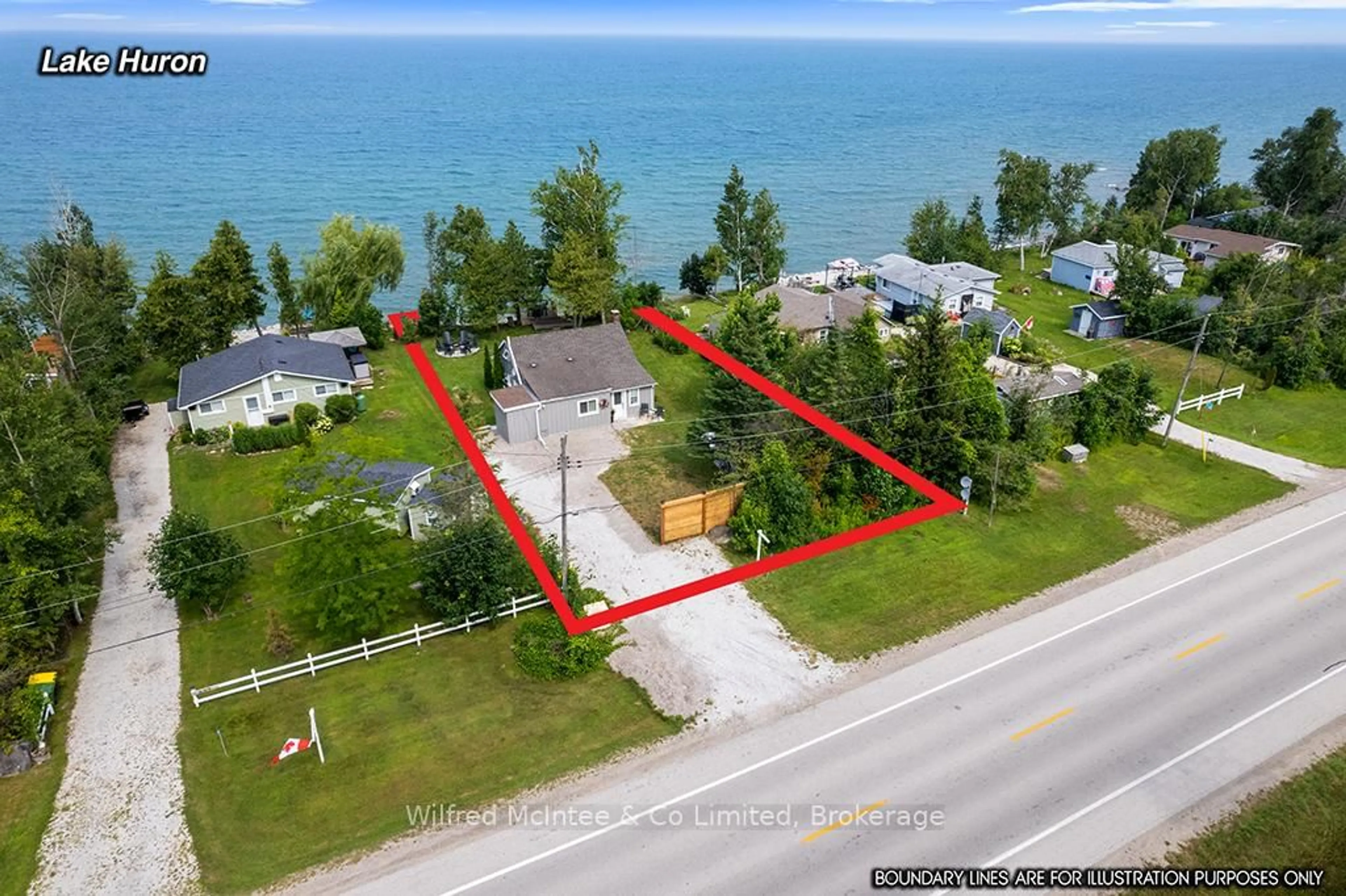 A pic from outside/outdoor area/front of a property/back of a property/a pic from drone, water/lake/river/ocean view for 489 Bruce Road 13, Native Leased Lands Ontario N0H 2L0
