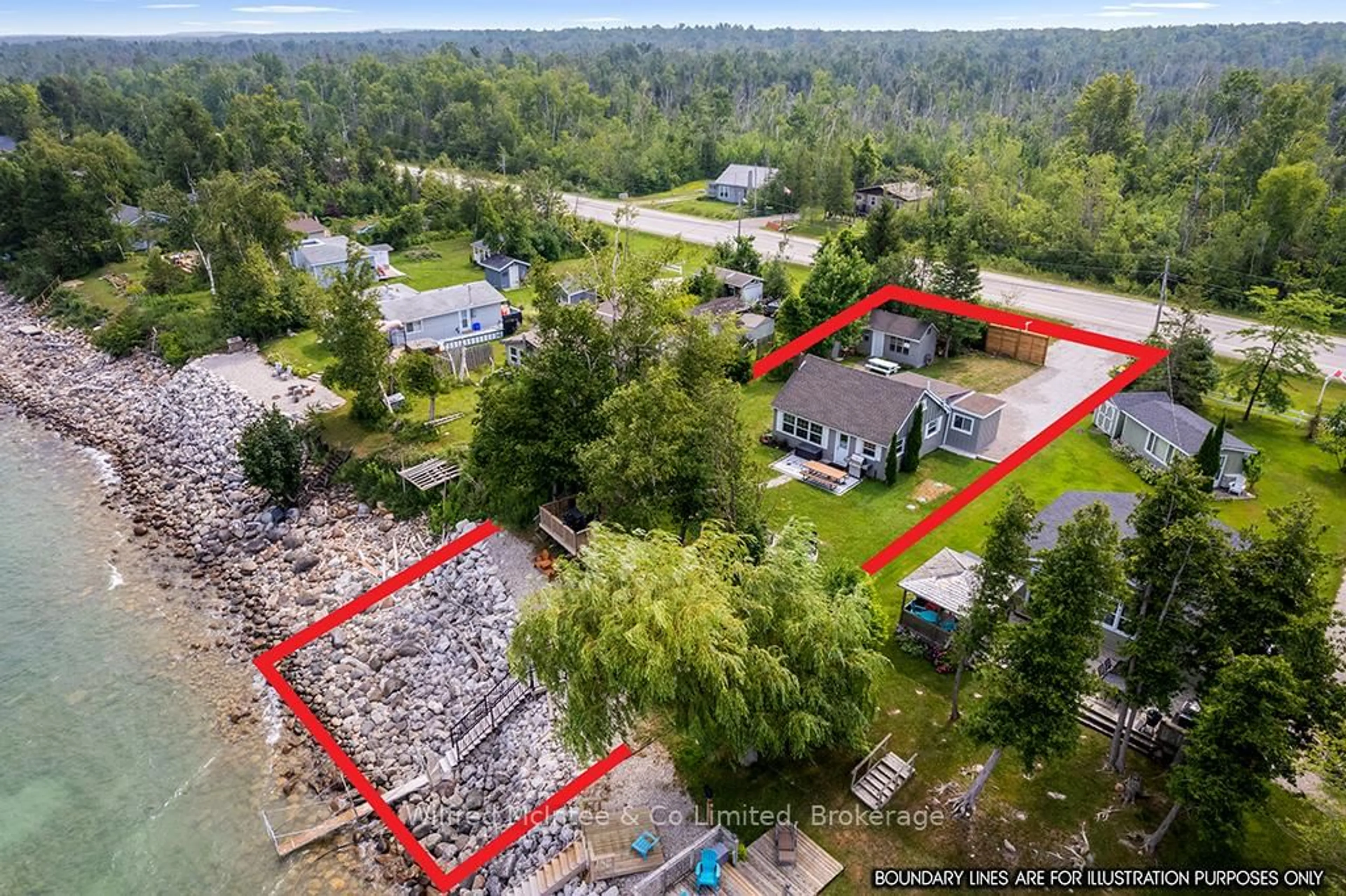 A pic from outside/outdoor area/front of a property/back of a property/a pic from drone, water/lake/river/ocean view for 489 Bruce Road 13, Native Leased Lands Ontario N0H 2L0