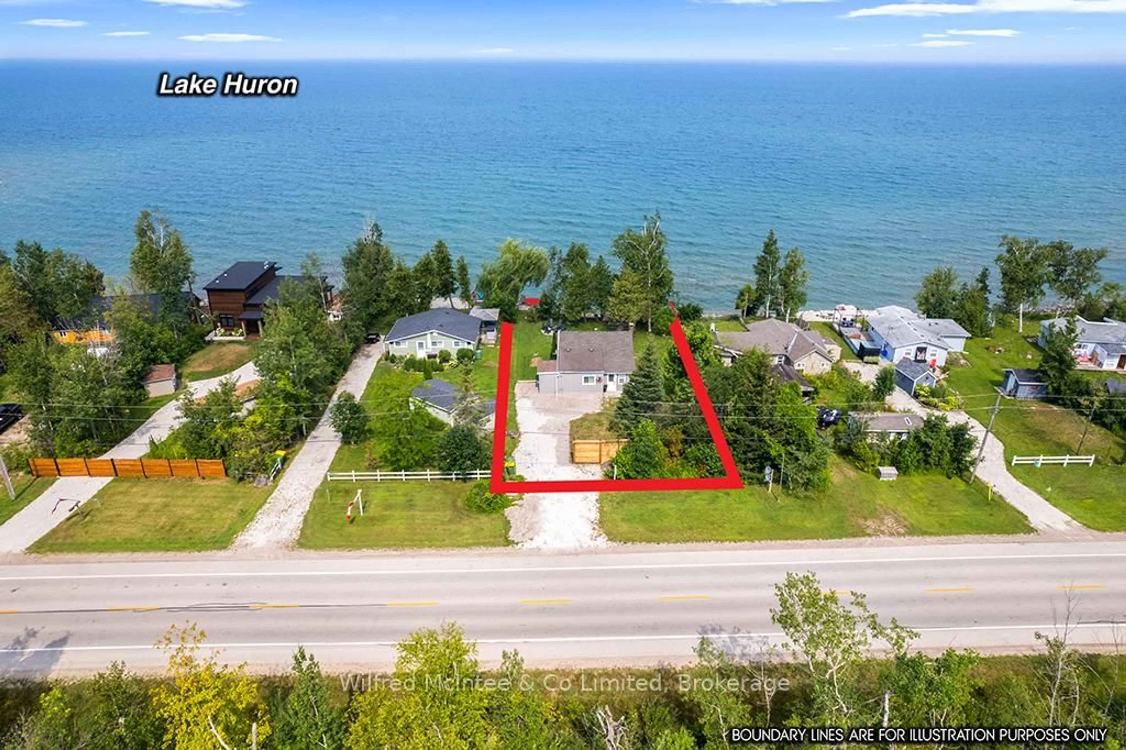 A pic from outside/outdoor area/front of a property/back of a property/a pic from drone, water/lake/river/ocean view for 489 Bruce Road 13, Native Leased Lands Ontario N0H 2L0