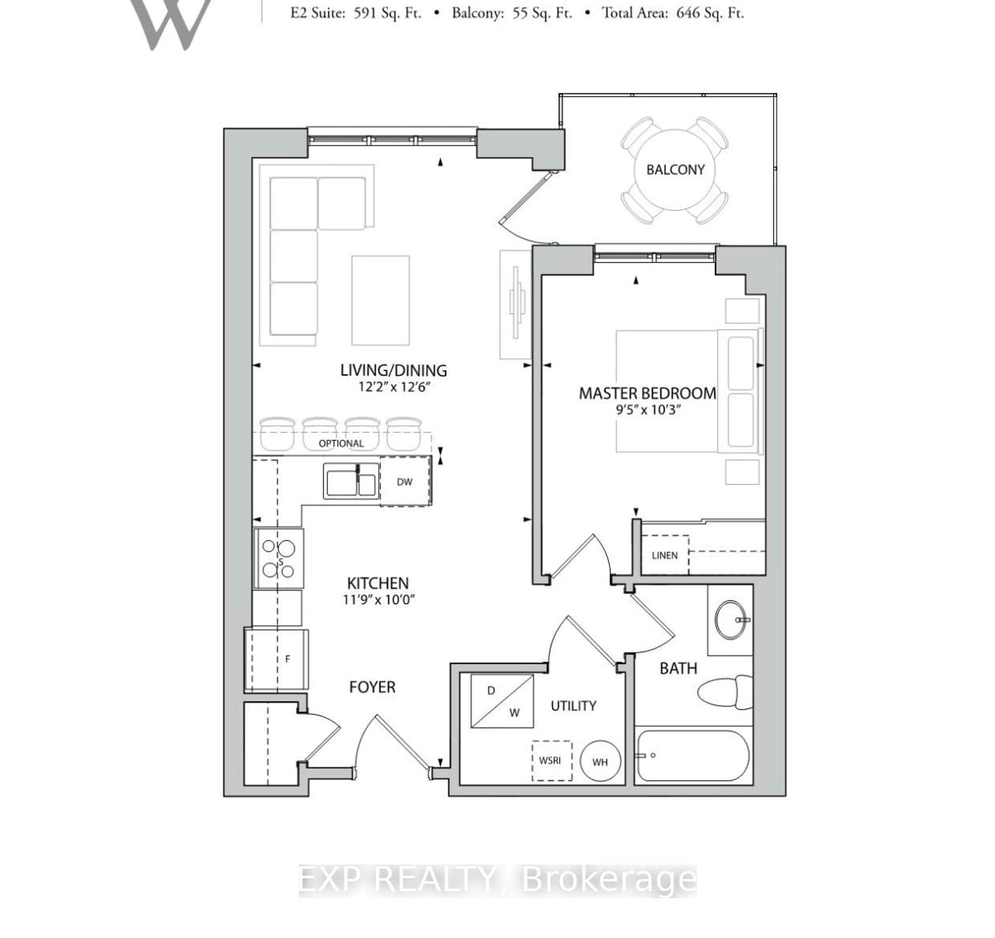 Floor plan for 195 commonwealth St #209, Kitchener Ontario N2E 0H5