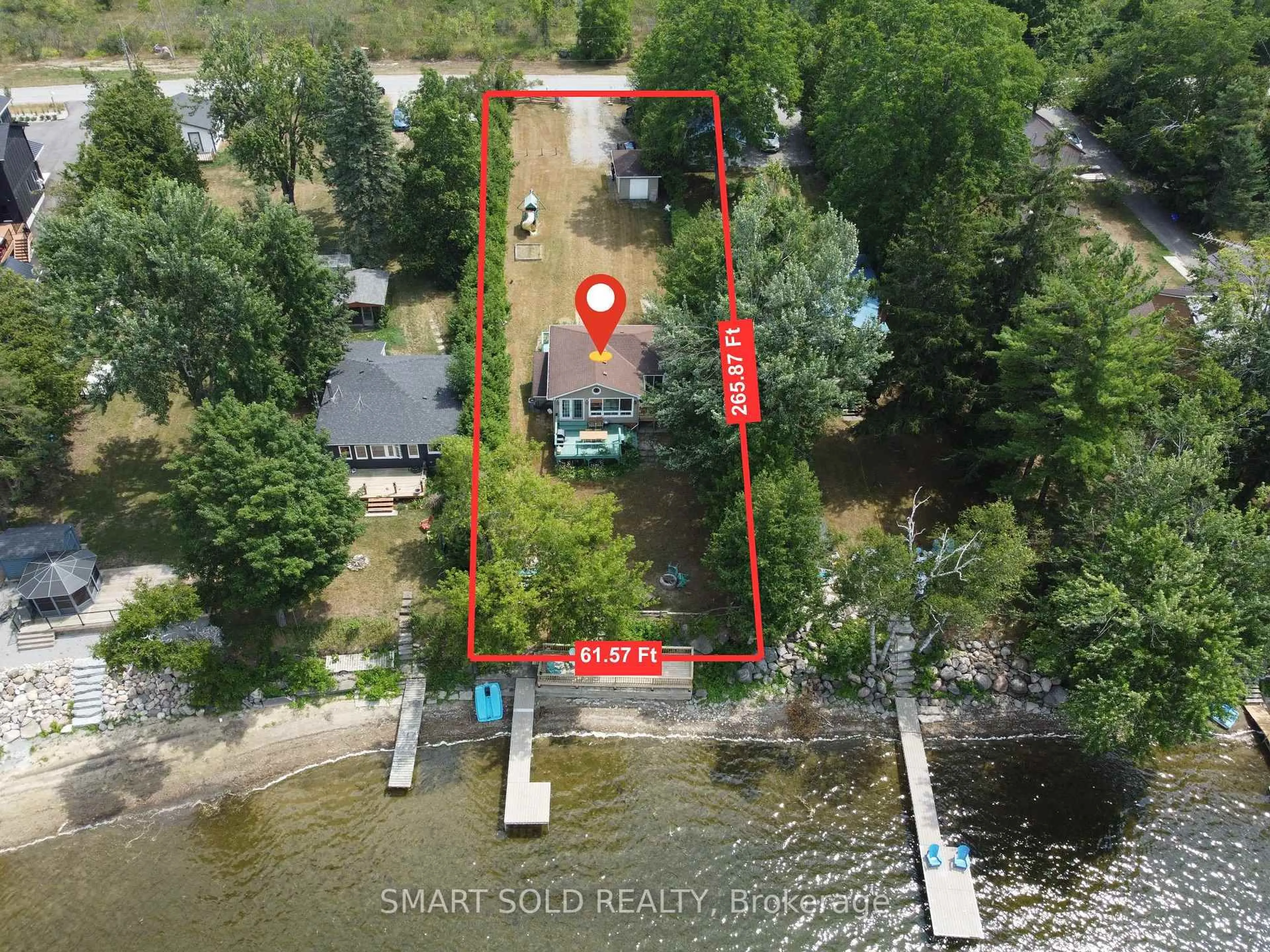 A pic from outside/outdoor area/front of a property/back of a property/a pic from drone, water/lake/river/ocean view for 95 Campbell Beach Rd, Kawartha Lakes Ontario L0K 1B0